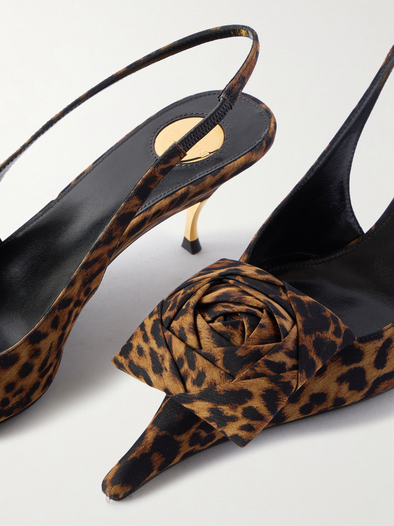 Dakota Appliquéd Leopard-print Mousseline Slingback Pumps 4