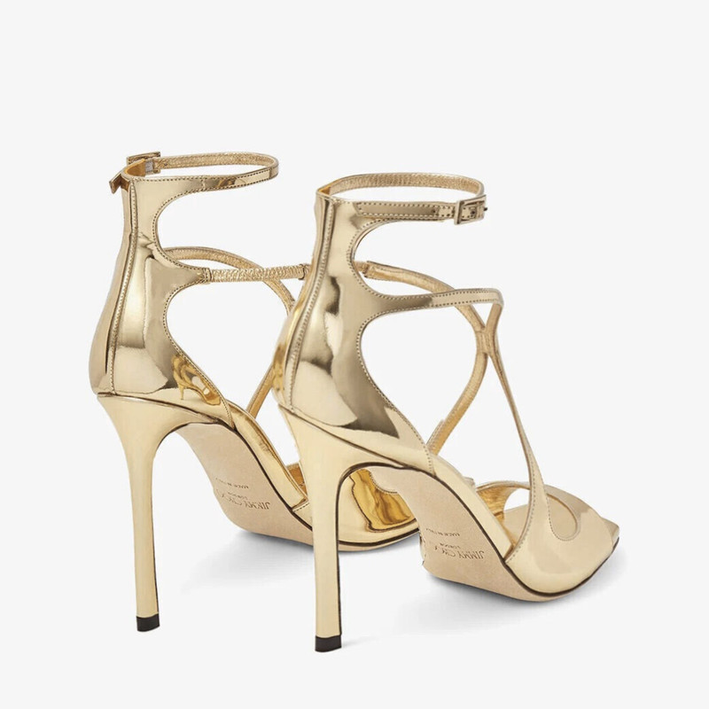 JIMMY CHOO Azia 110
Gold Liquid Metal Leather Sandals outlook