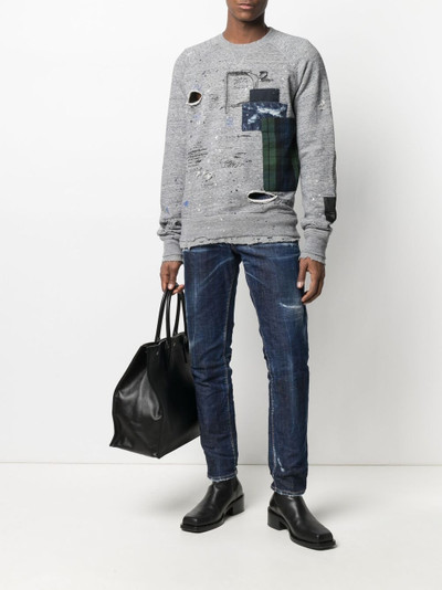 DSQUARED2 patchwork distressed-effect sweatshirt outlook