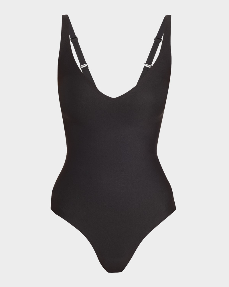 Body Sleeveless Plunge Thong Bodysuit 1