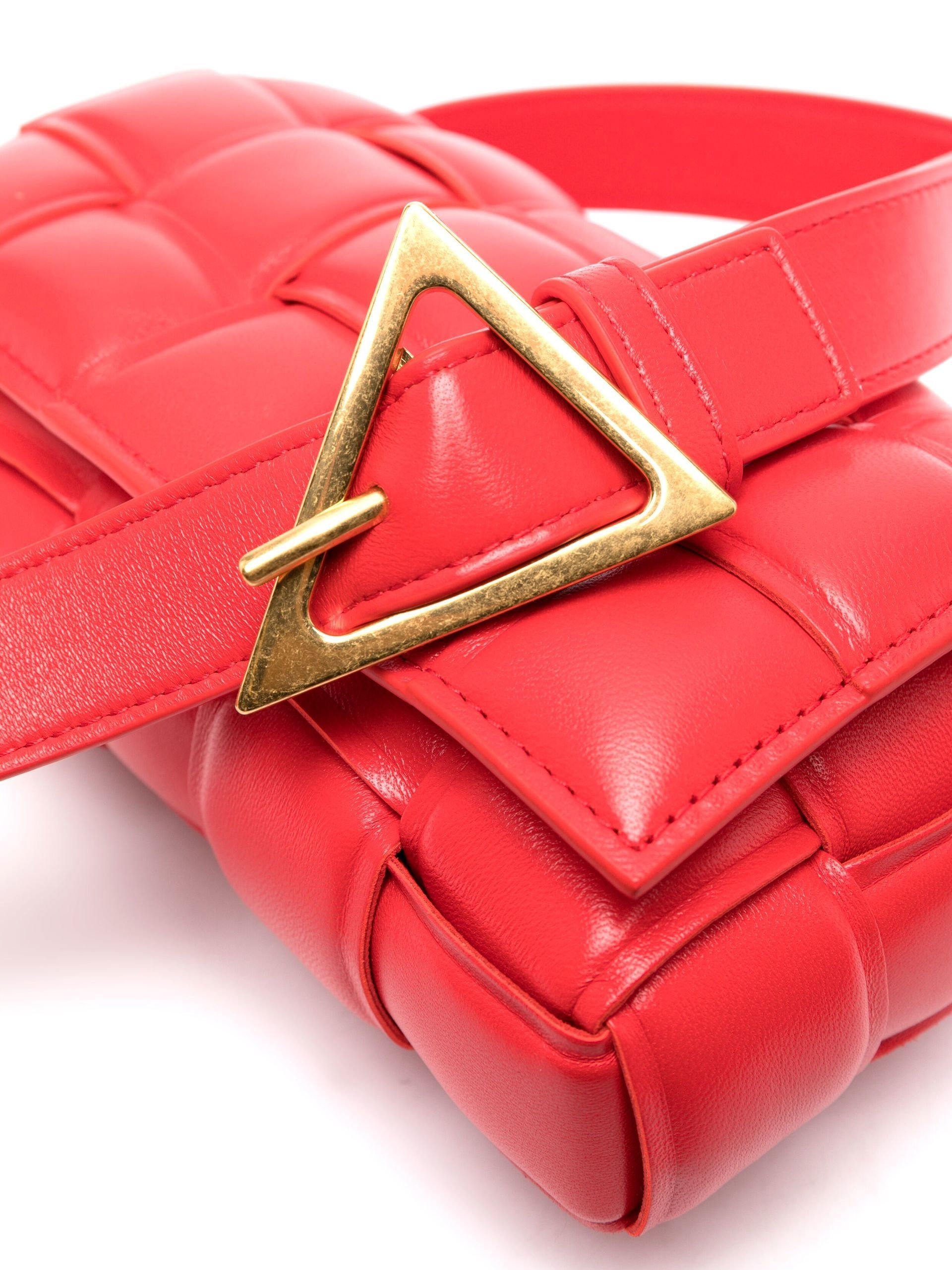 red Padded Cassette leather cross body bag - 4