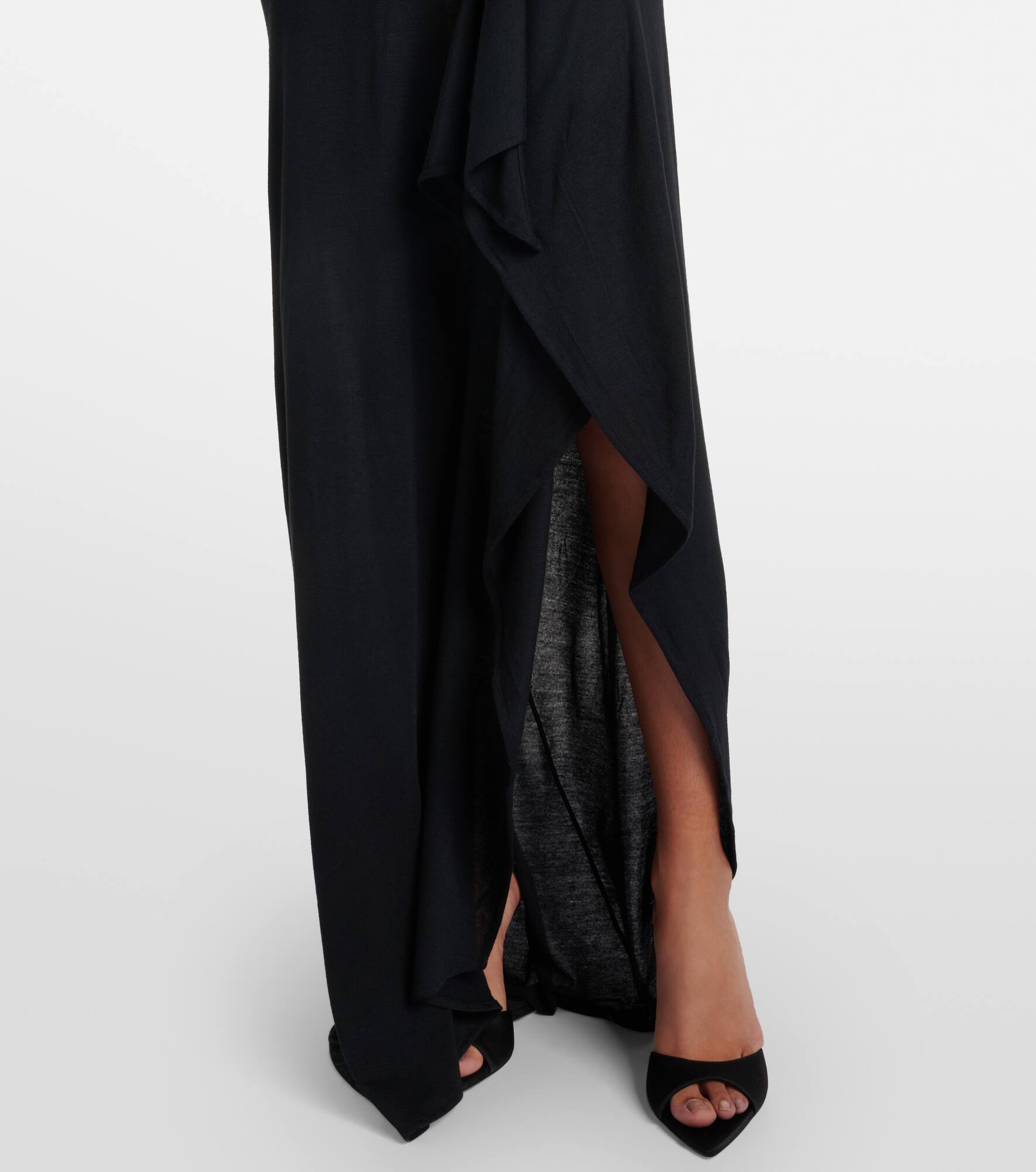 Draped cutout semi-sheer maxi dress - 5