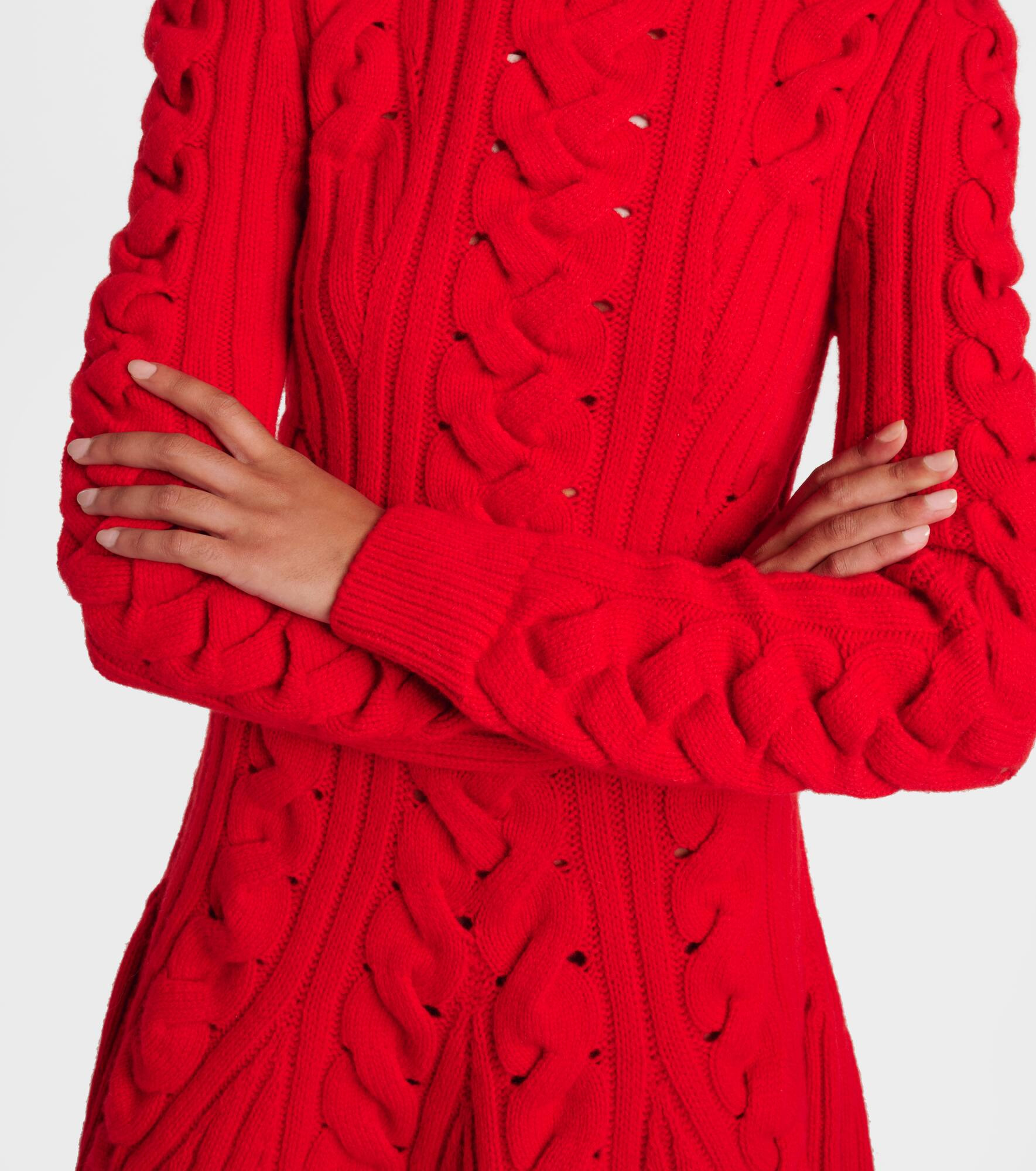 Cable-knit wool and cashmere minidress - 5