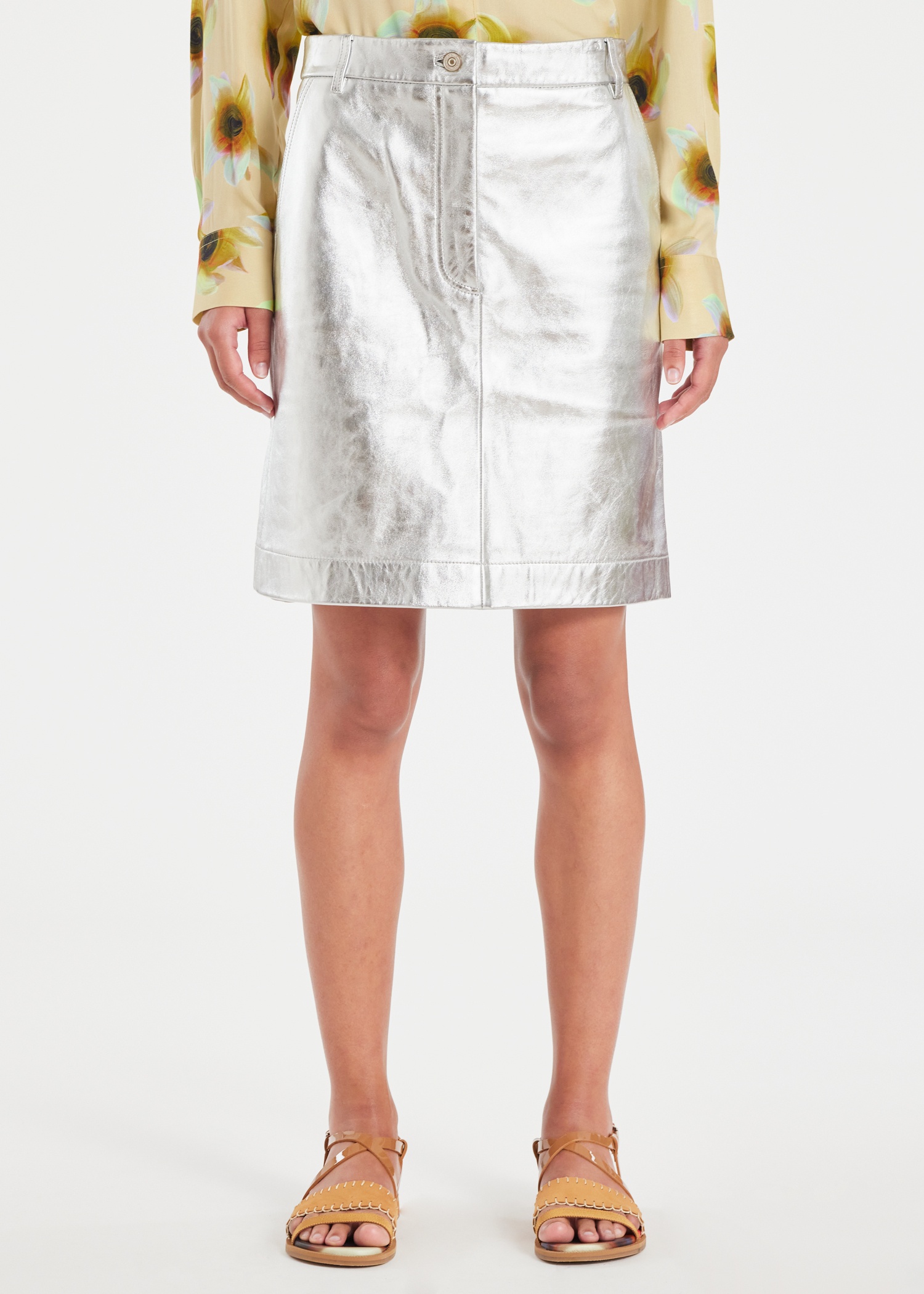 Women's Leather Silver Skirt - 5