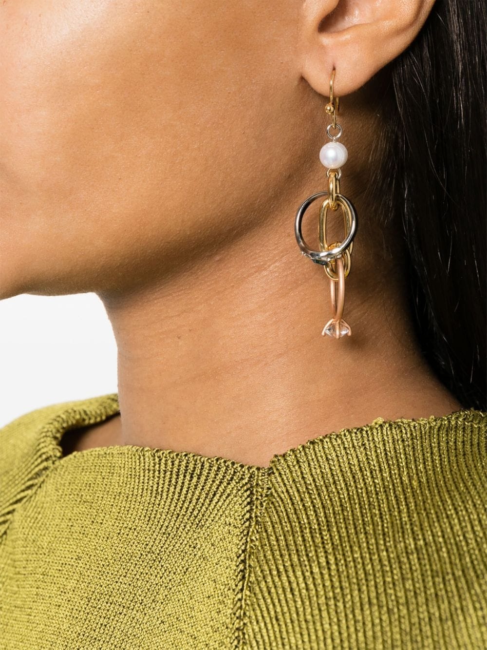embellished-ring pearl earrings - 2
