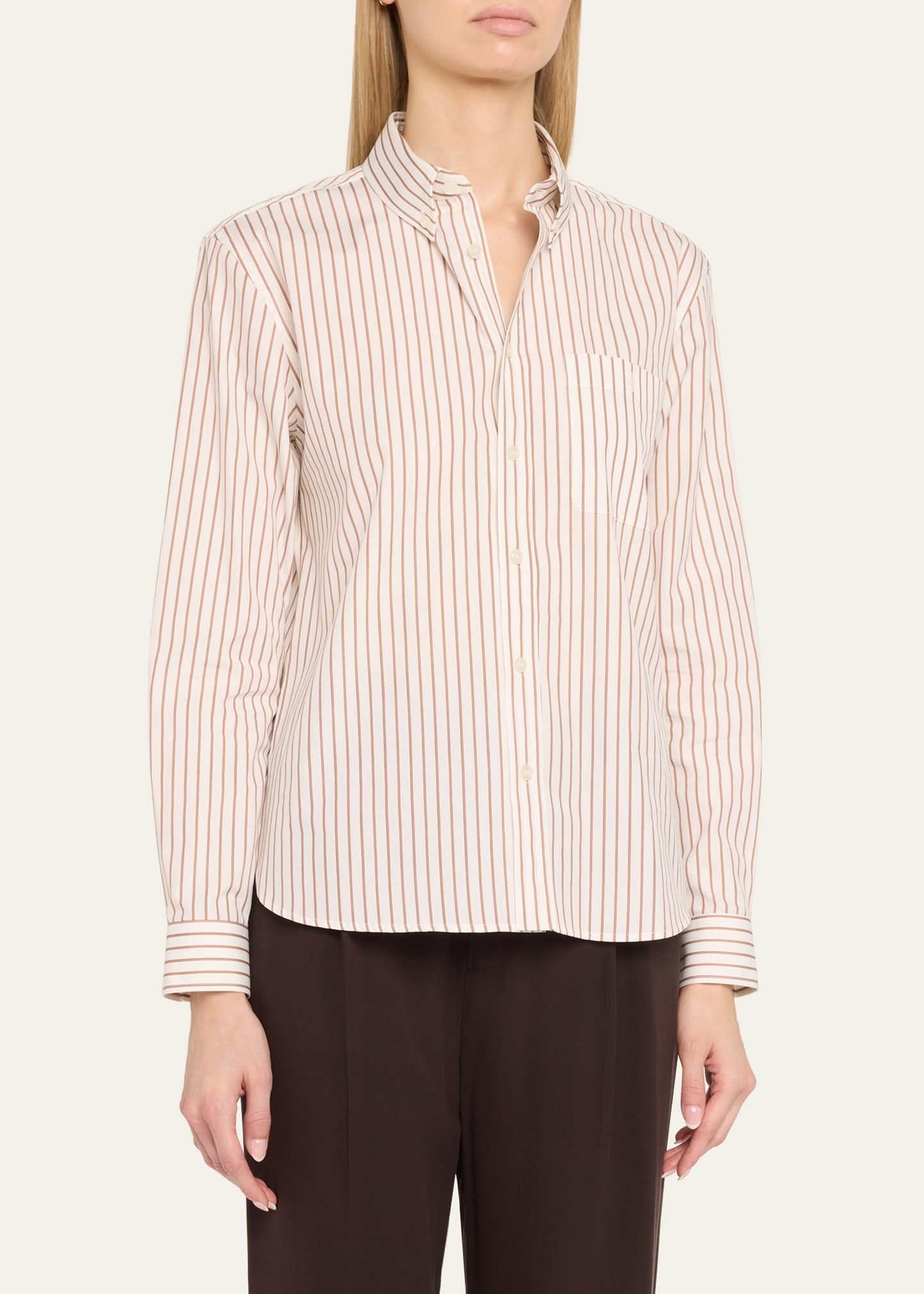 Shrunken Striped Button Down Shirt - 4