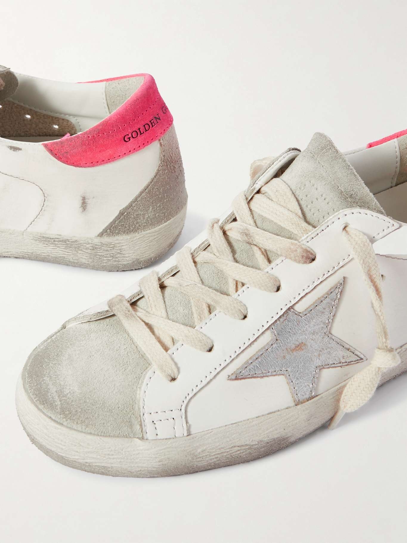 Super-Star distressed suede-trimmed leather sneakers - 4