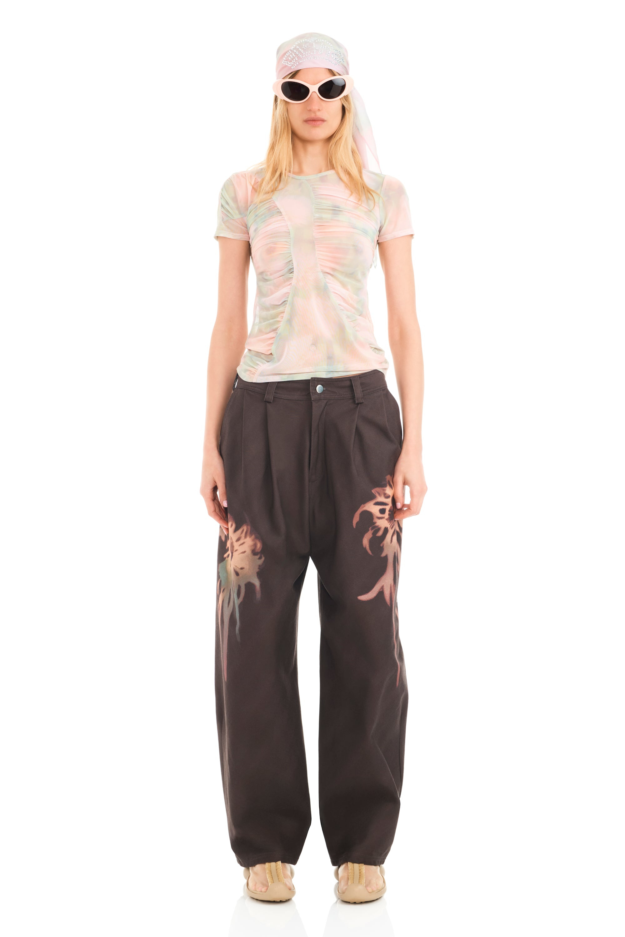 WASHED DAISY PLAID SERPENTINE S/S TOP - 7