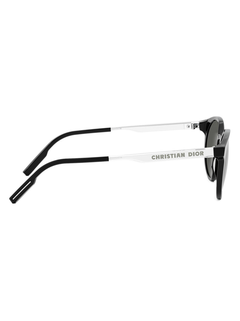 Men's DiorTag R1I 49MM Round Sunglasses - Silver Black Green 7