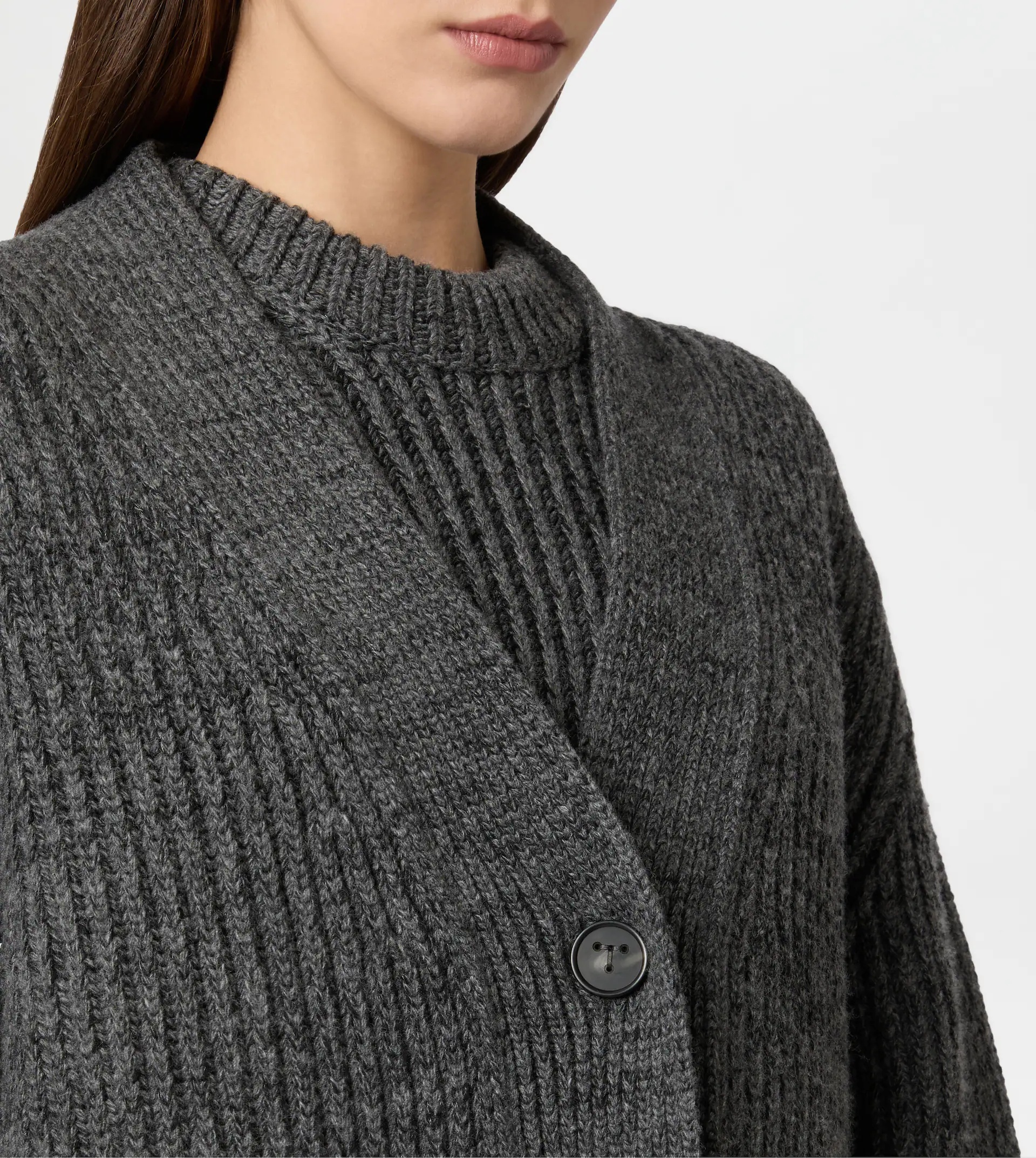 CASHMERE BLEND OVER CARDIGAN - GREY - 4