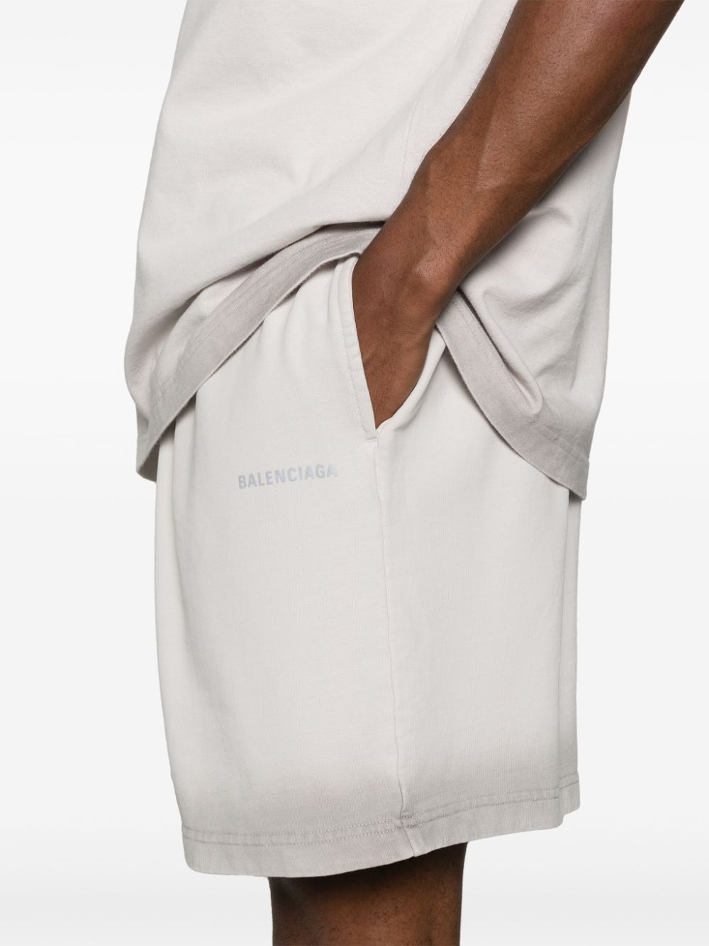 reflective-logo cotton track shorts - 6