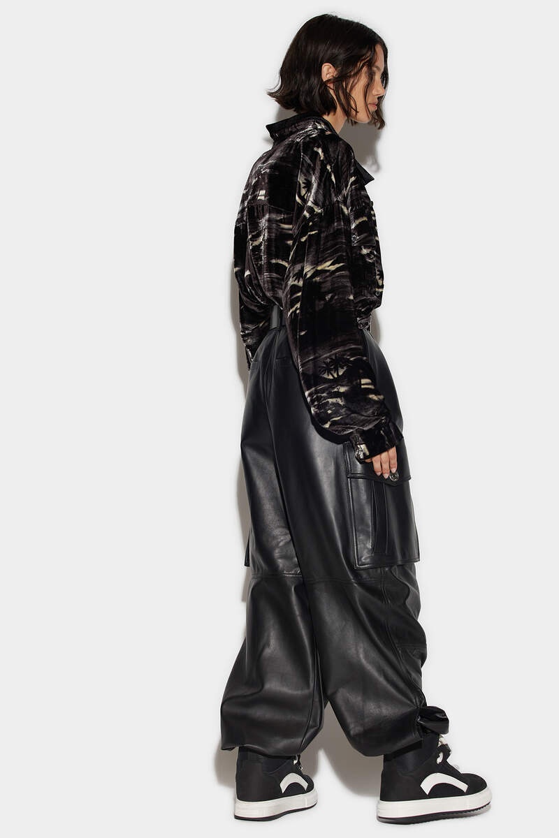 LEATHER CARGO PANTS - 2