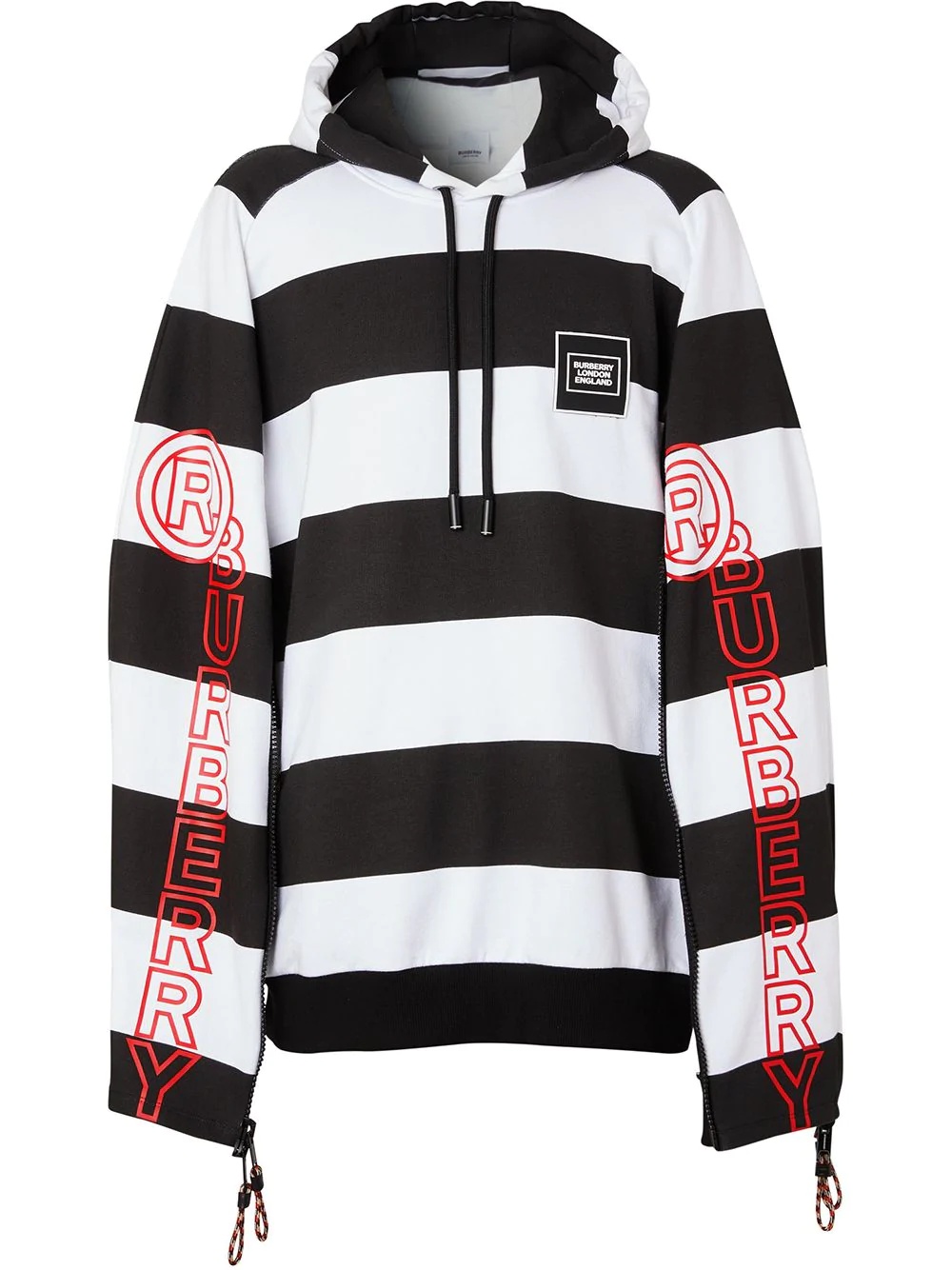 printed logo striped hoodie - 1