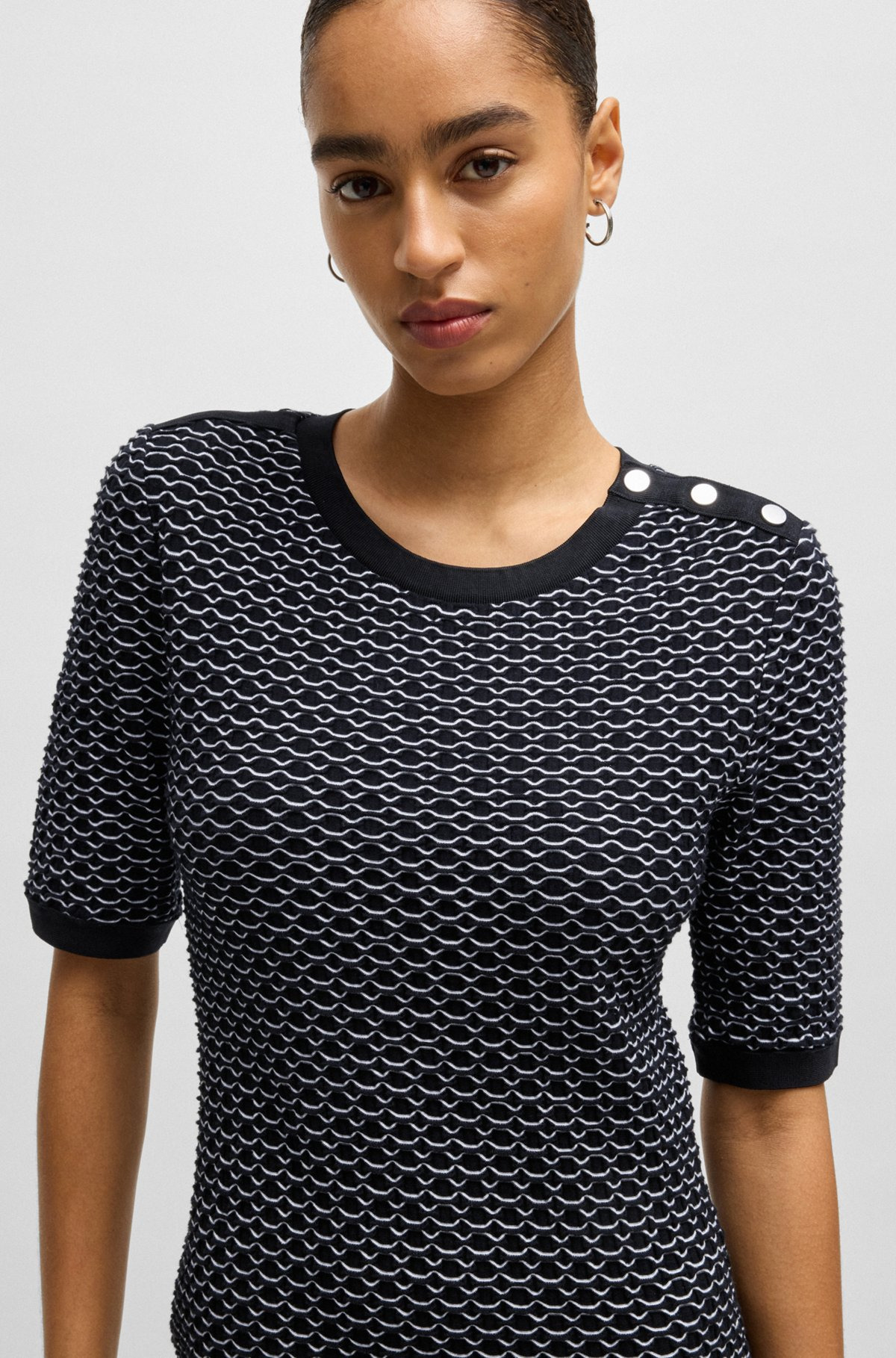 STRUCTURED-STRIPE DRESS IN STRETCH-COTTON JERSEY - 4