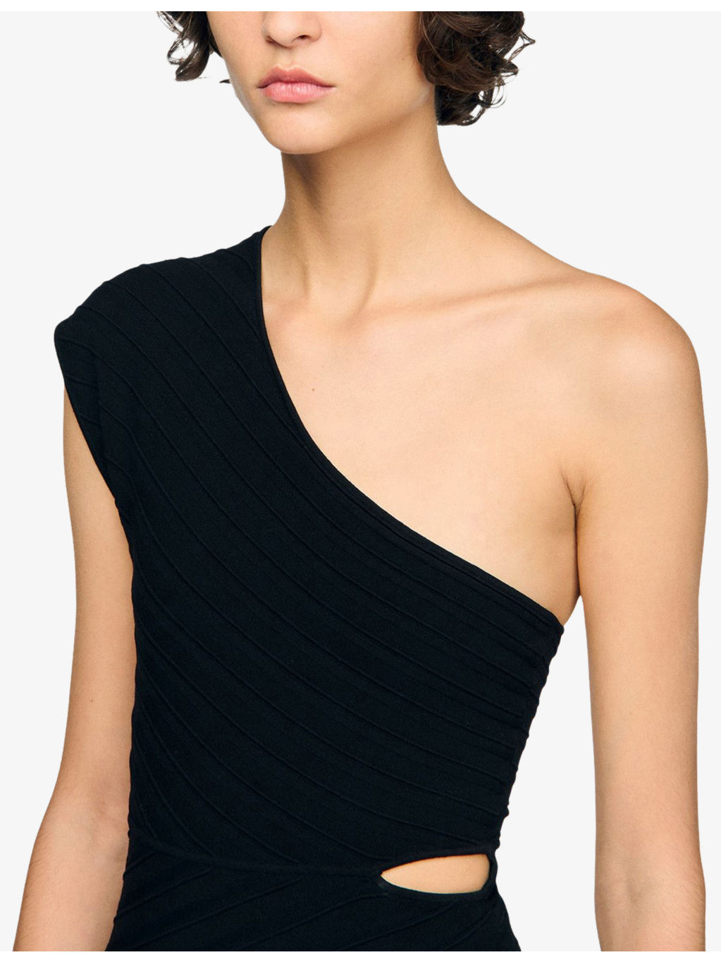 One-Shoulder Cut-Out Stretch-Knit Bodysuit - 5