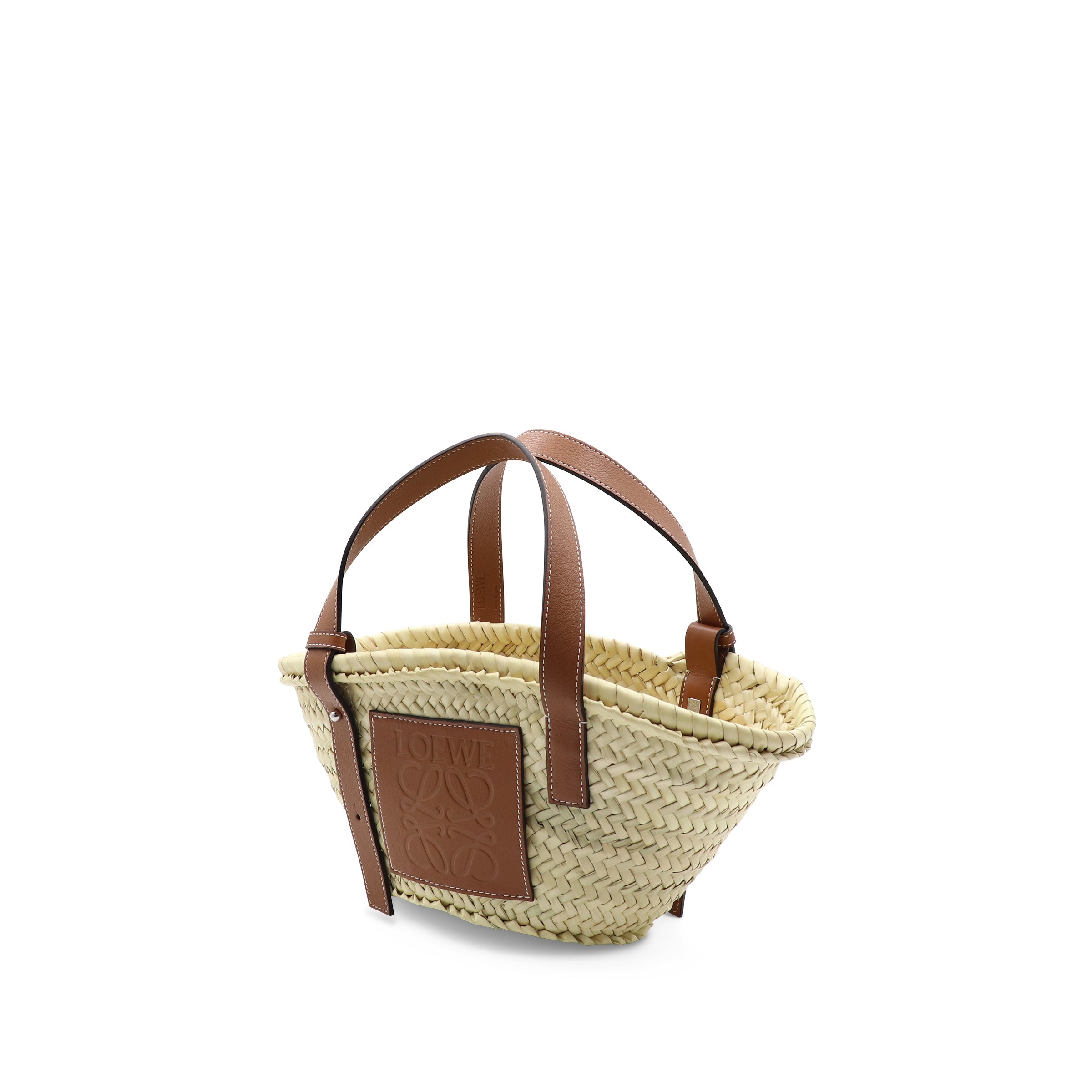 Small Basket Bag in Palm Leaf and Calfskin in Natural/Tan - 2