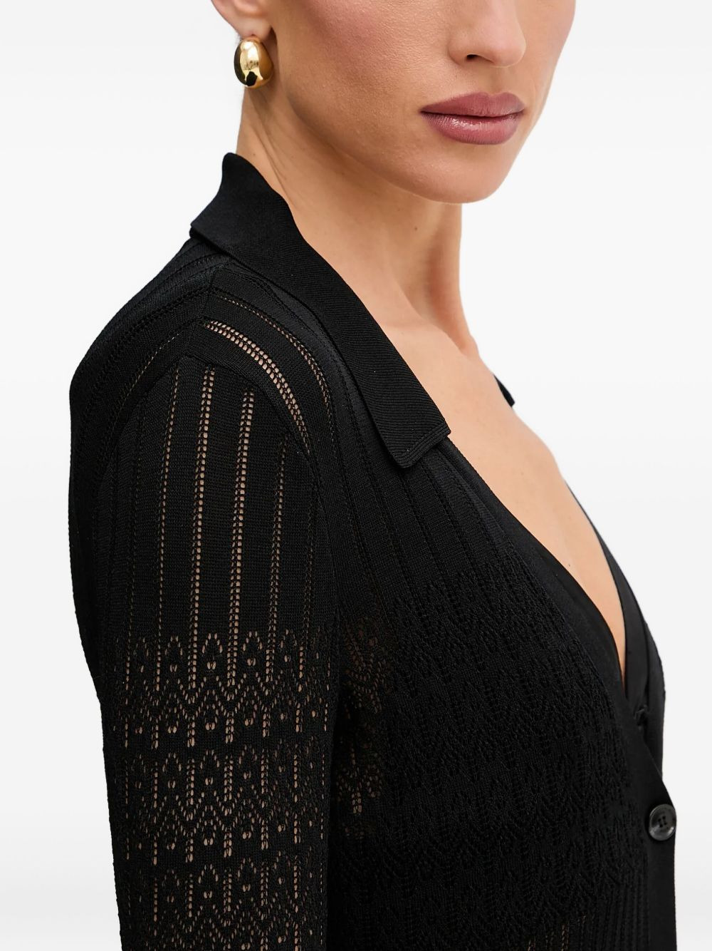 button-front lace-insert cardigan - 4