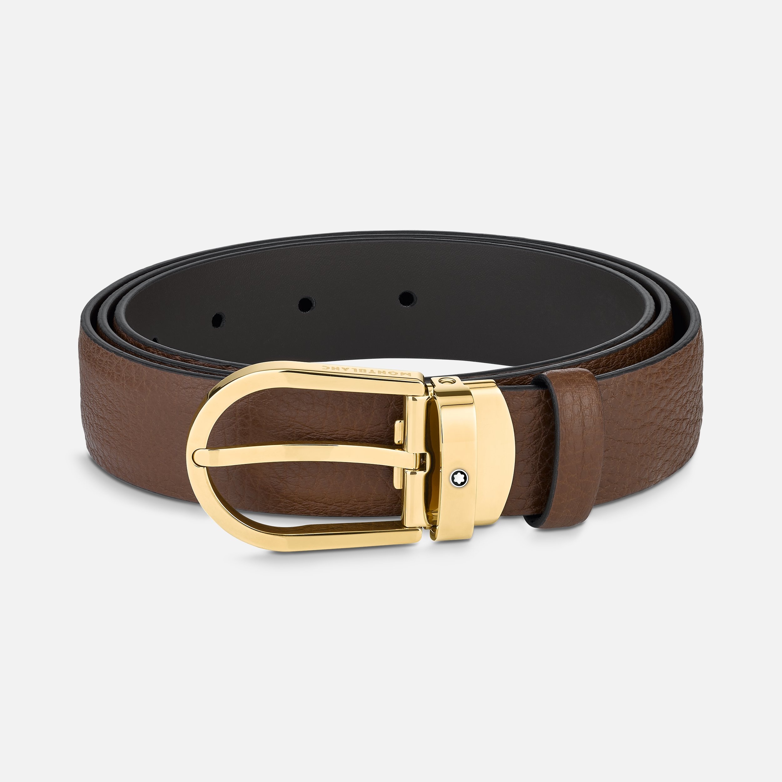 Horseshoe buckle black/brown 30 mm reversible leather belt - Luxury Belts