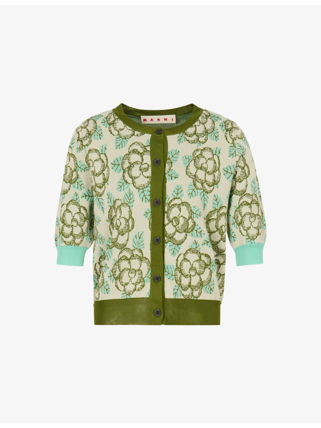 Banjo Floral-Pattern Knitted Cotton-Blend Cardigan - 1