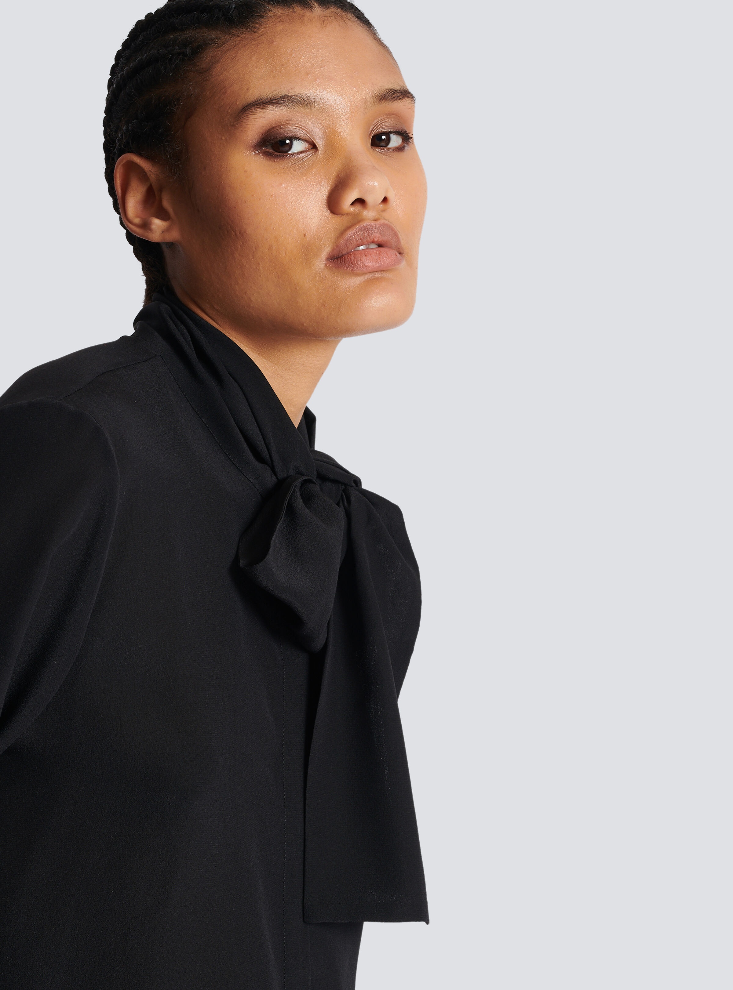 Crepe shirt with bow collar - 8