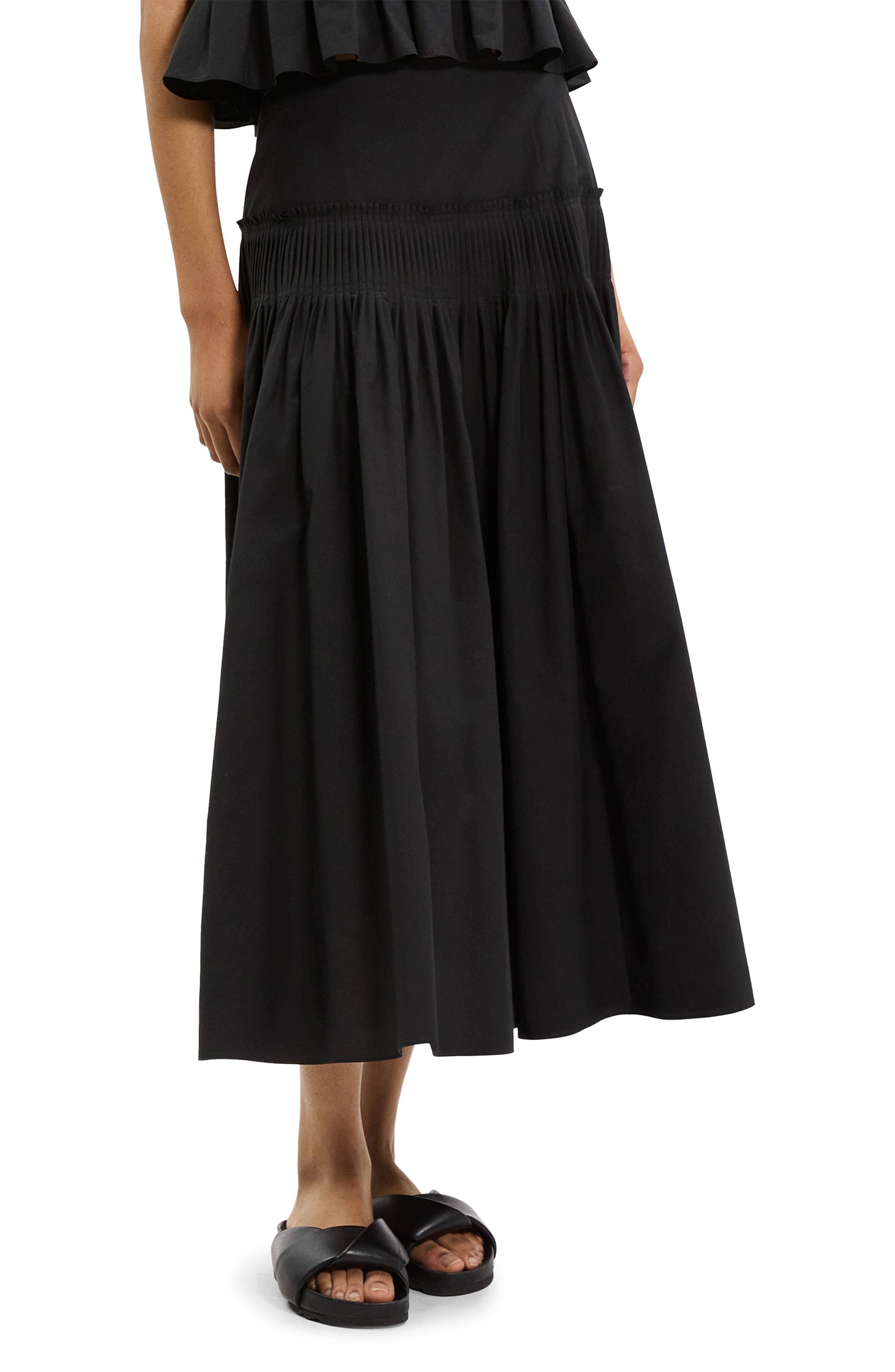 Theory Accordion Yoke Skirt in Black at Nordstrom - 3
