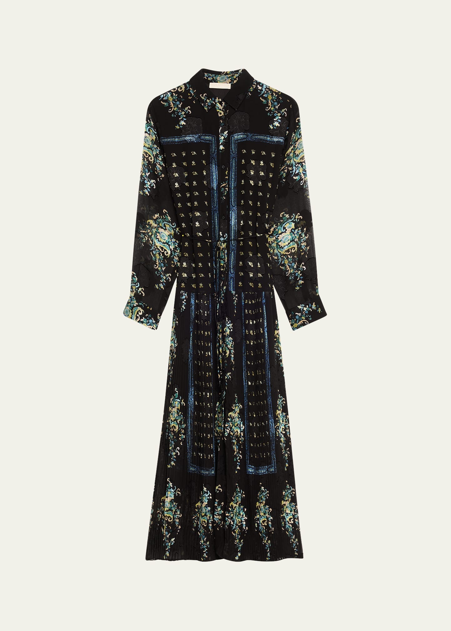 Emilie Drop-Waist Long-Sleeve Midi Shirt Dress - 1