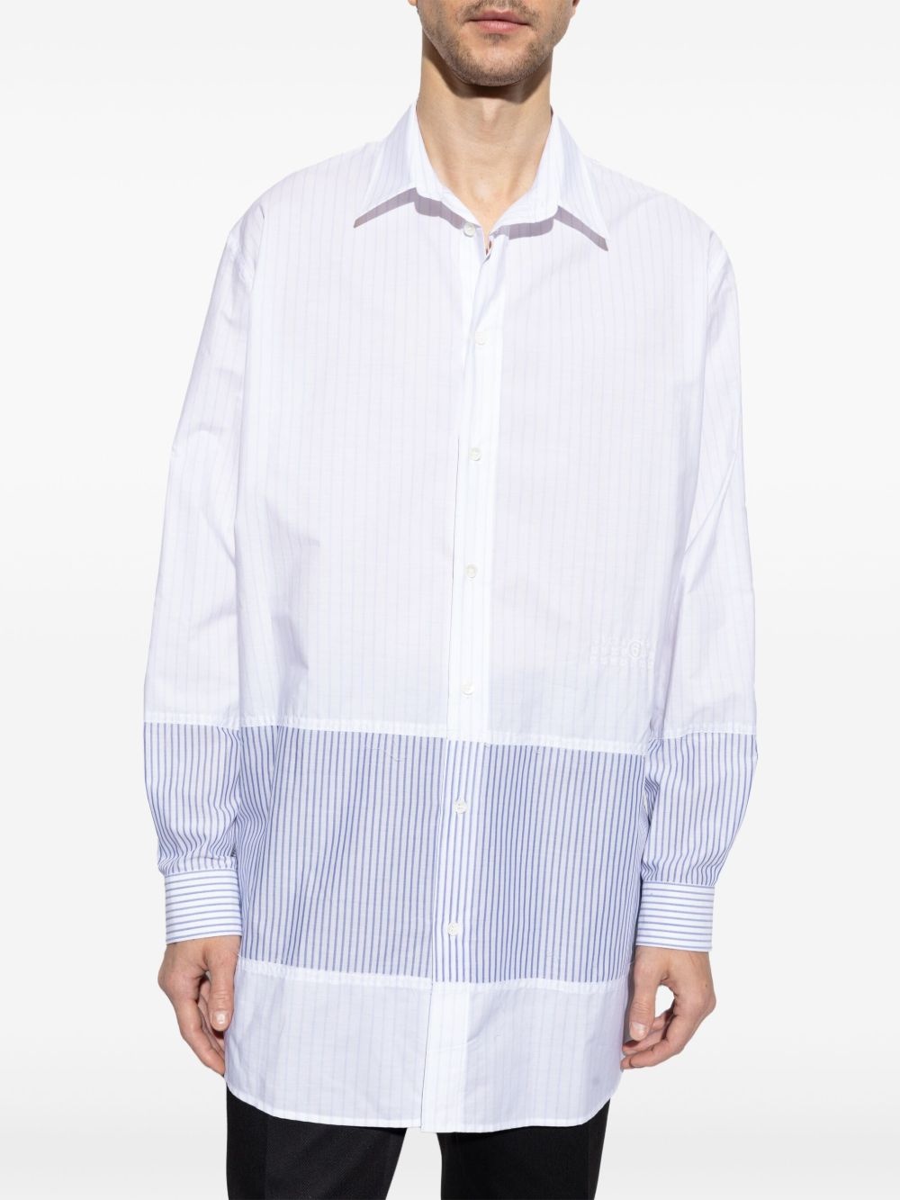 striped panelled shirt - 3