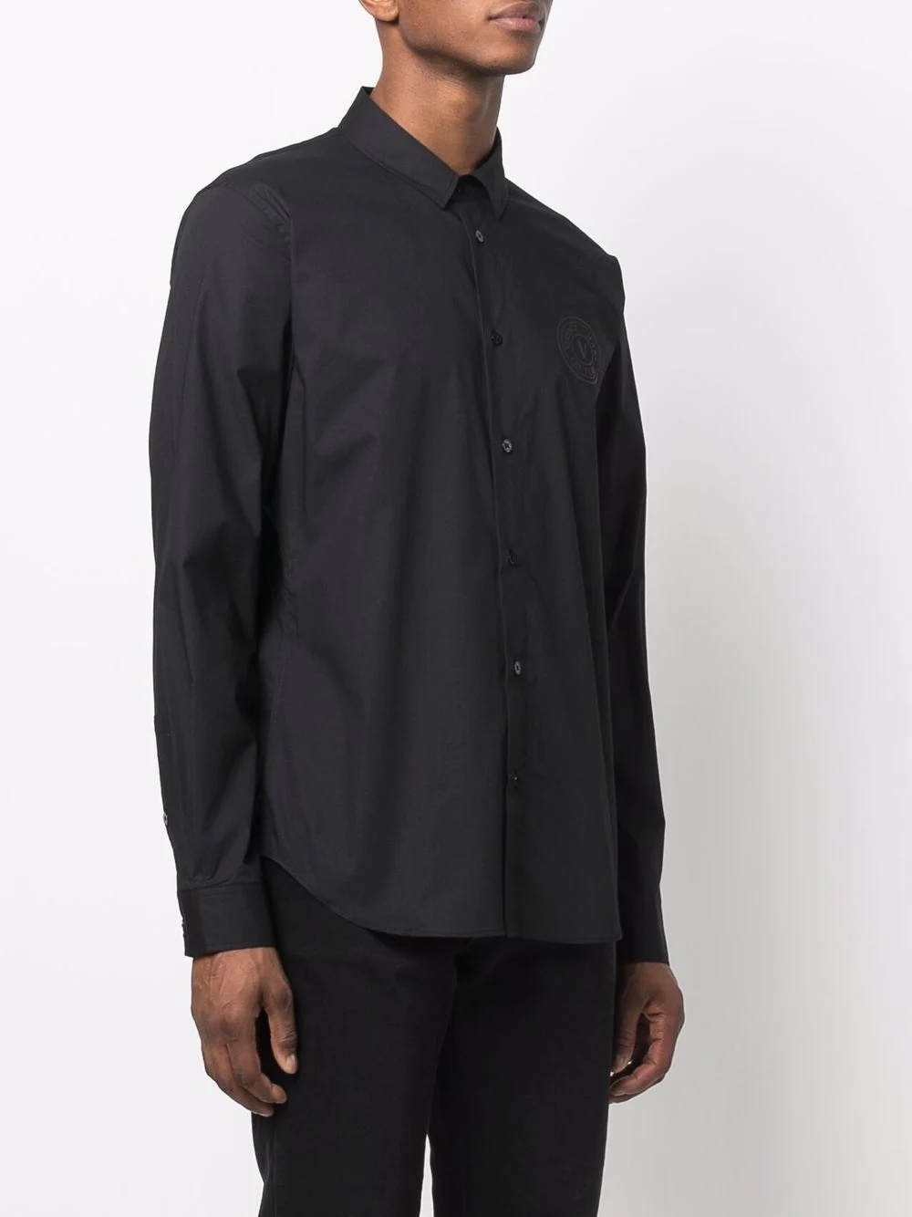 tonal logo button-up shirt - 3