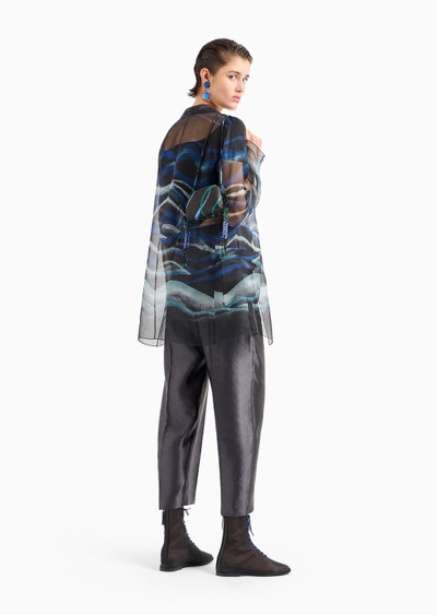 GIORGIO ARMANI Long shirt in printed silk organza outlook