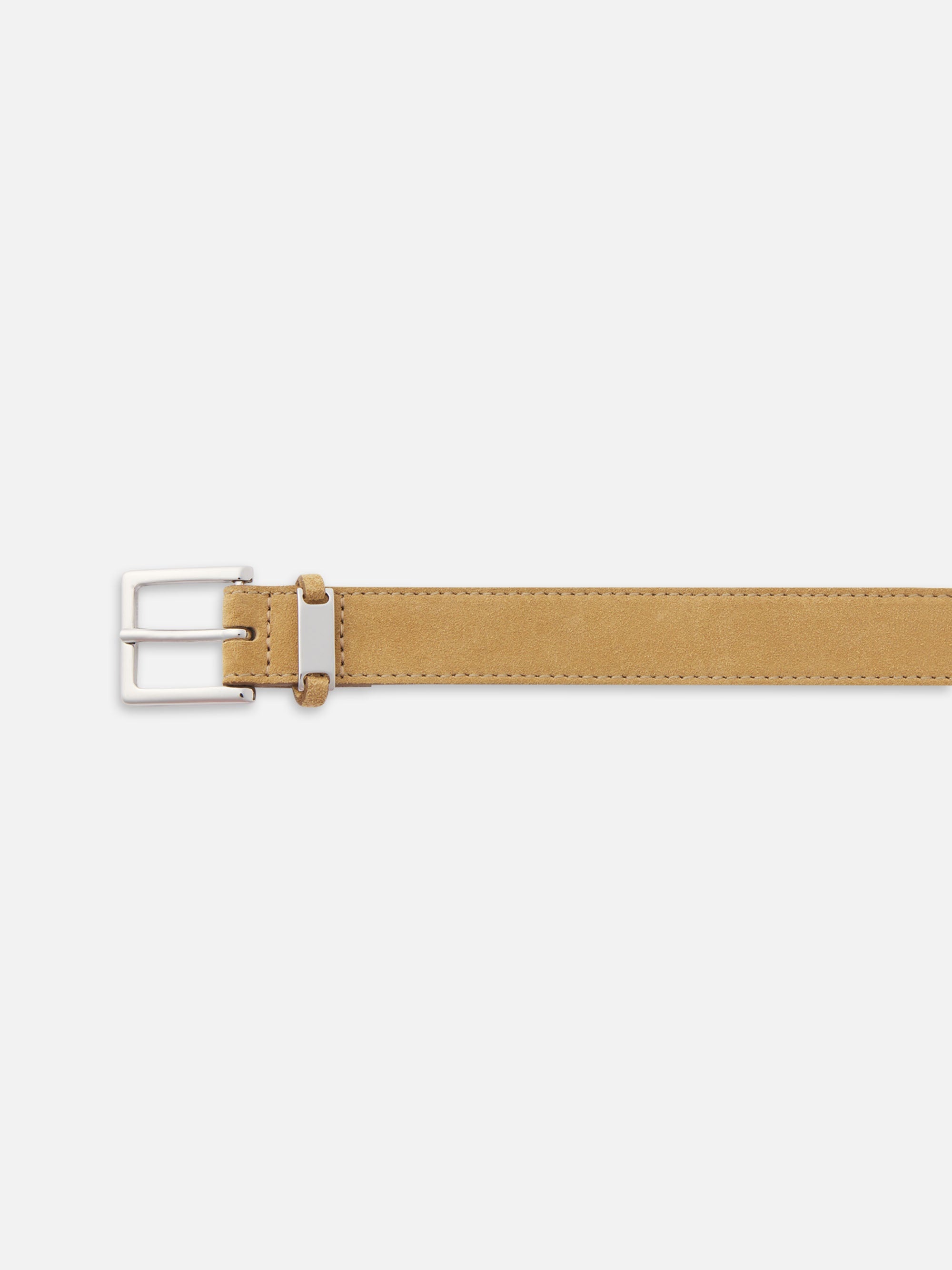 The Suede Square Buckle Belt in Light Camel - 3