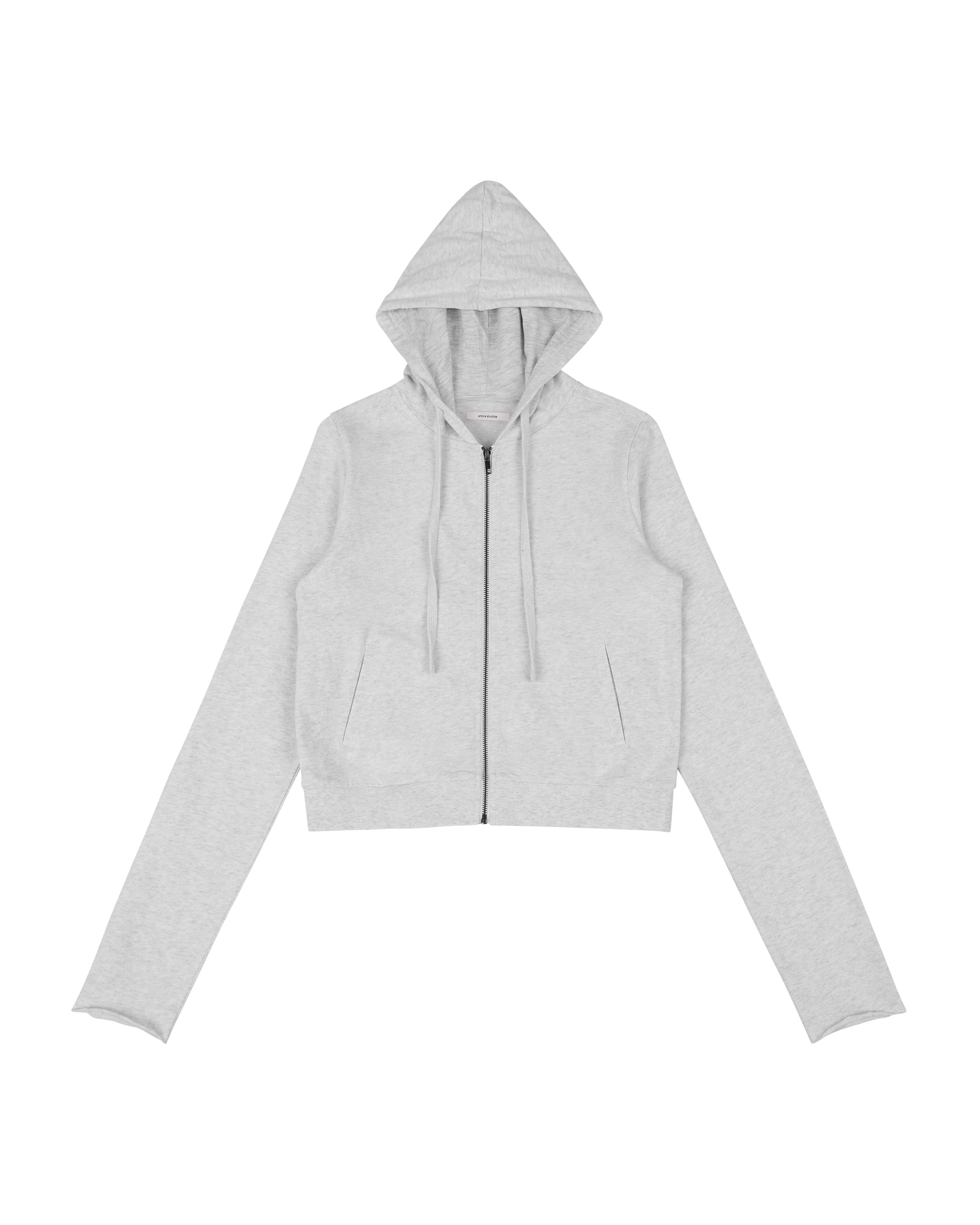 LIGHTWEIGHT CROPPED ZIP-UP HEATHER GREY - 5