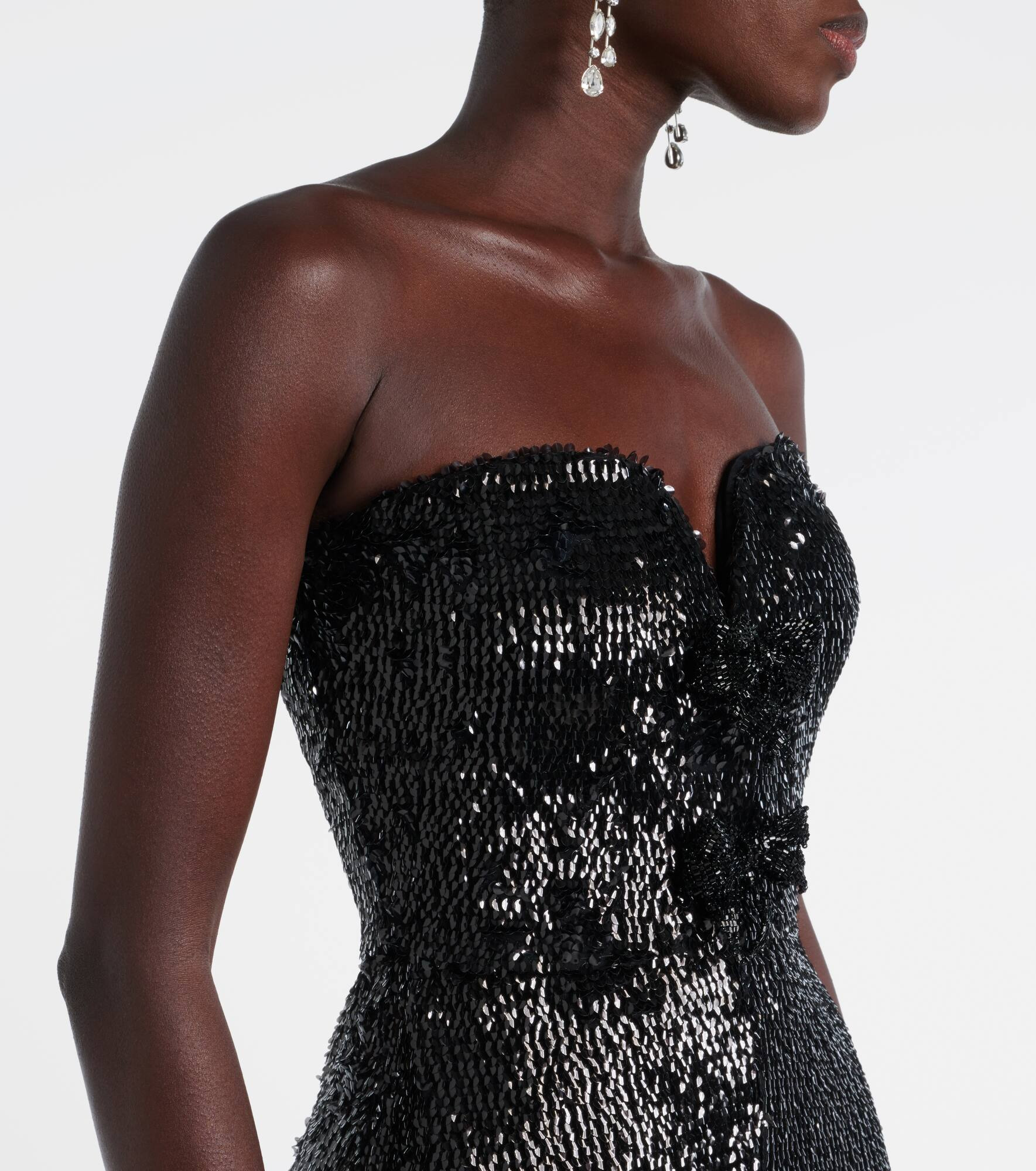 Sequined strapless silk-blend gown - 4