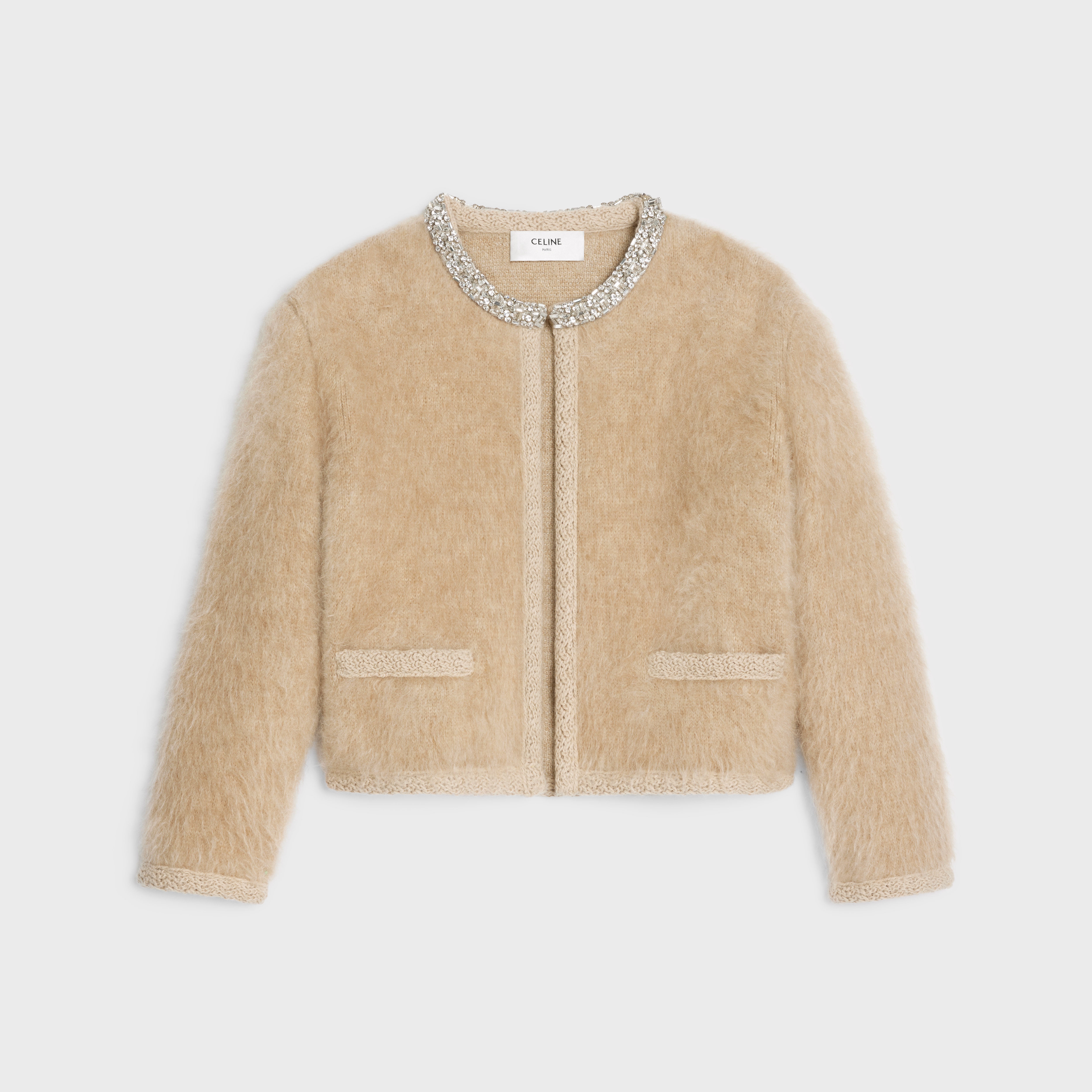 Embroidered cardigan in brushed mohair - 1