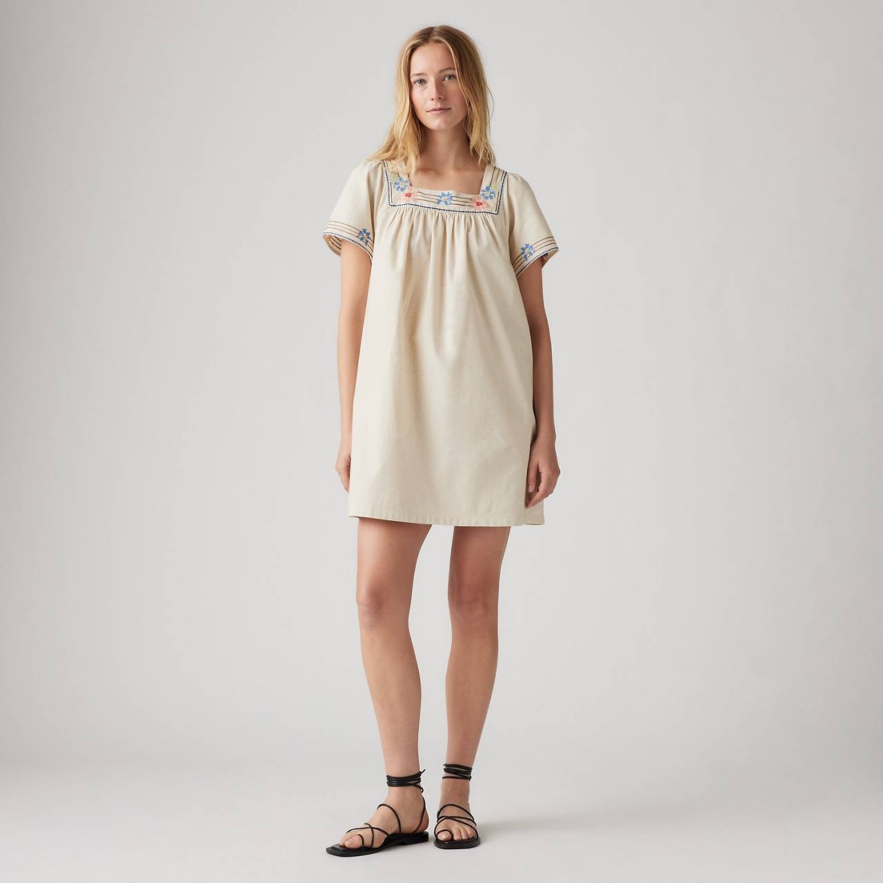 AMBRE COTTON LINEN BABYDOLL DRESS - 2