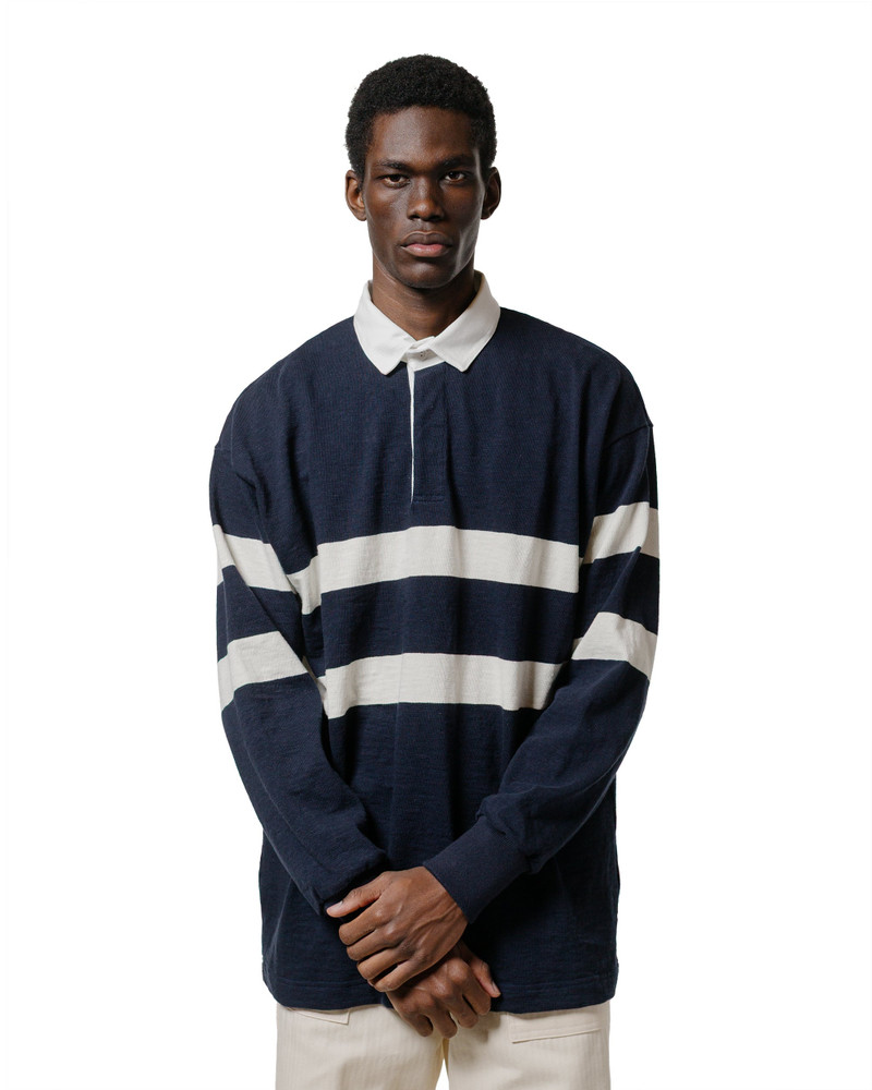The Real McCoys MC25013 Climbers' Striped Rugby Shirt Navy/Ecru outlook