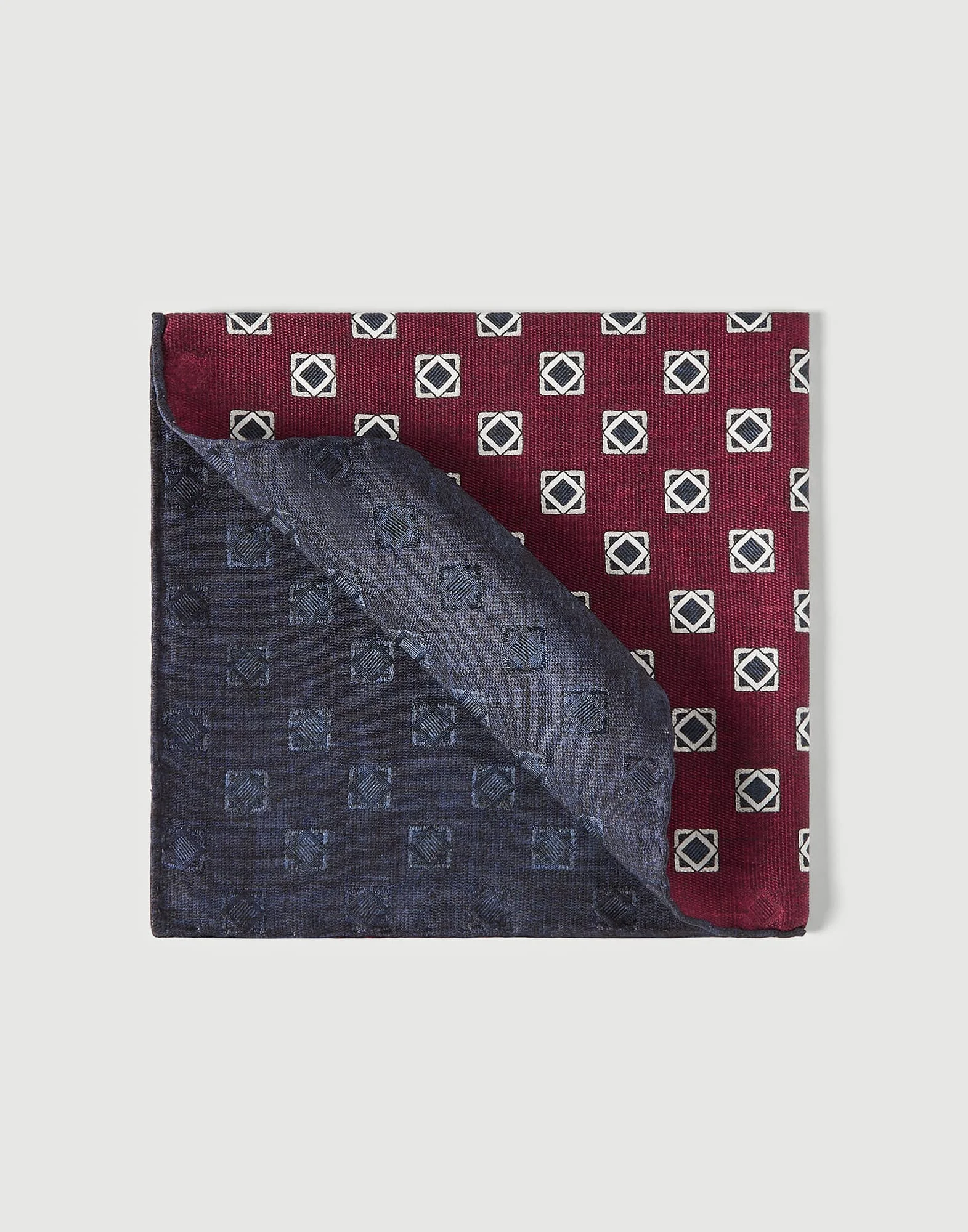 Silk geometric pattern pocket square - 1