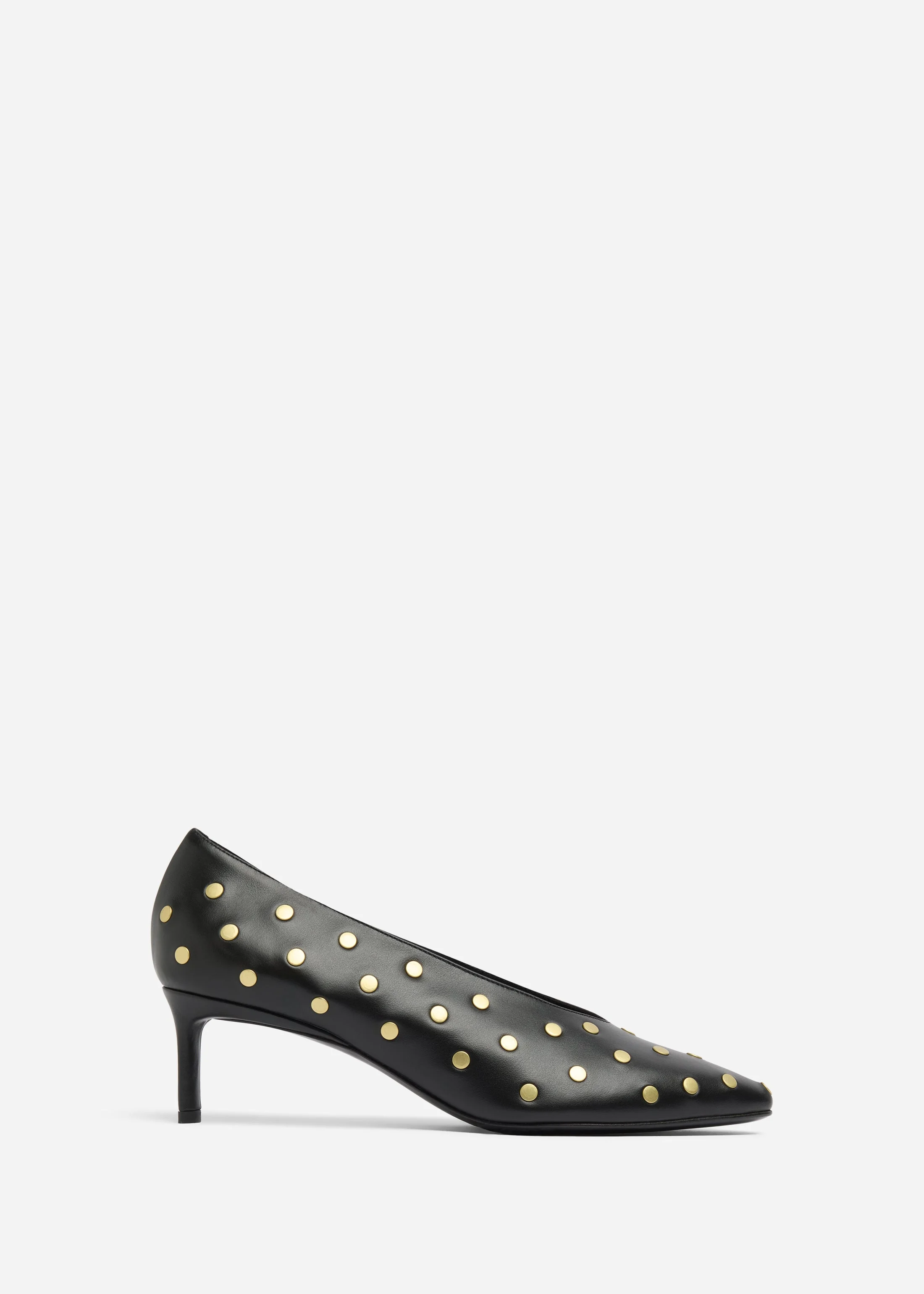 Studded Kitten Heel in Calf Skin Leather - 1