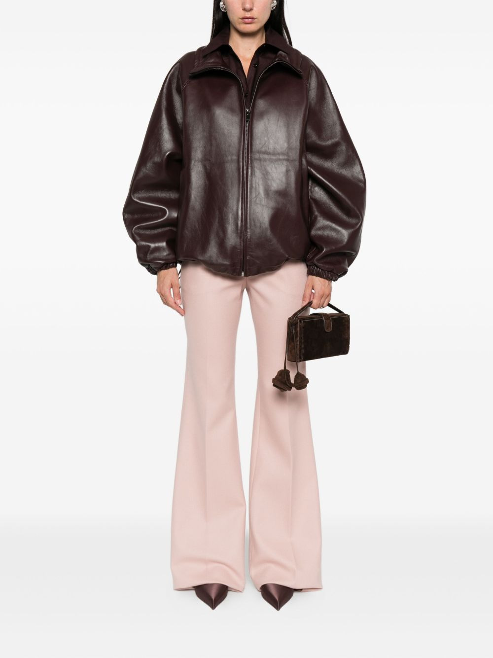 zip-up leather jacket - 2