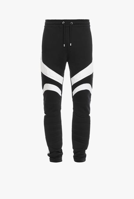 Bicolor cotton sweatpants with embossed Balmain logo - 1