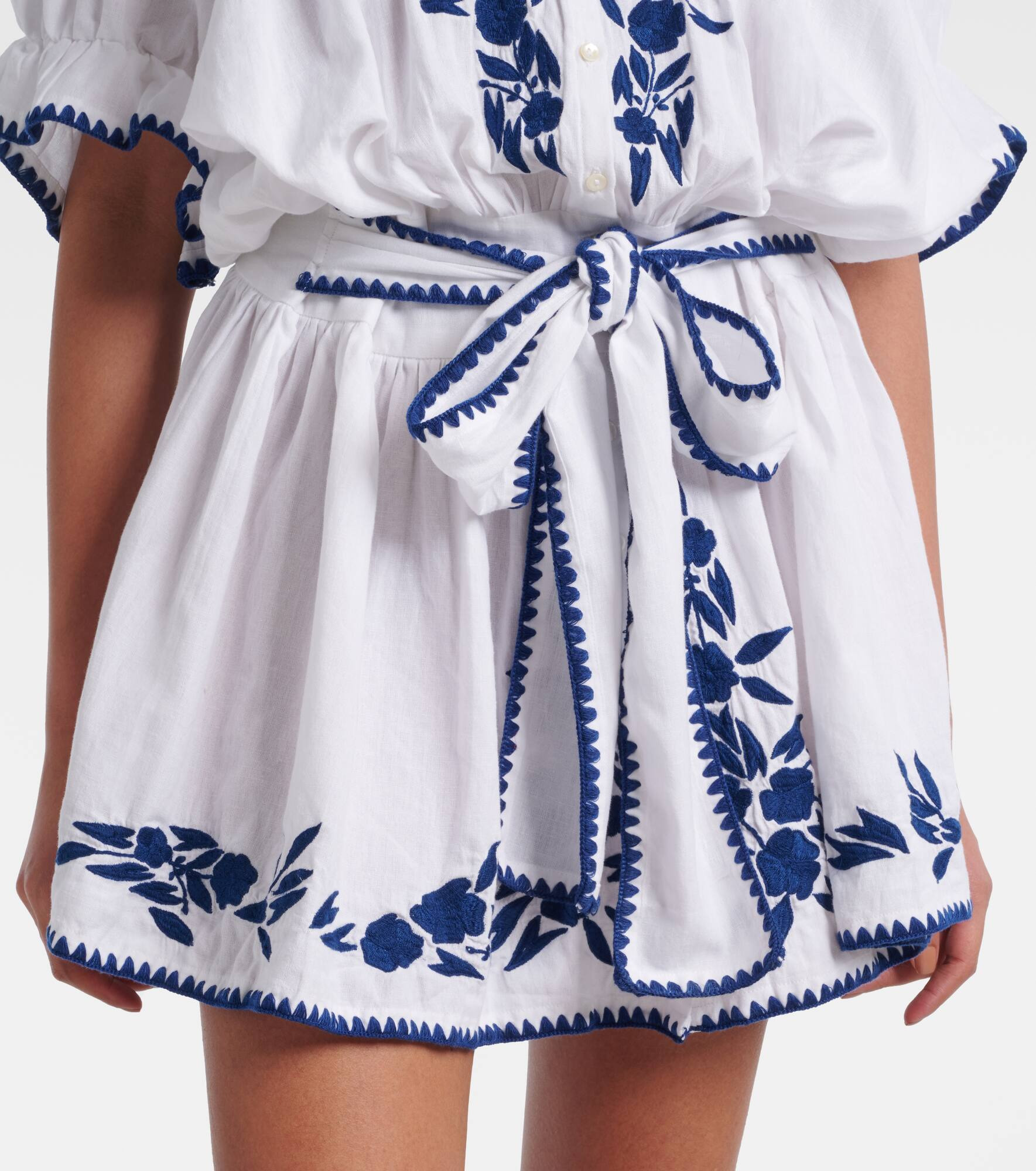 Embroidered cotton and linen minidress - 5