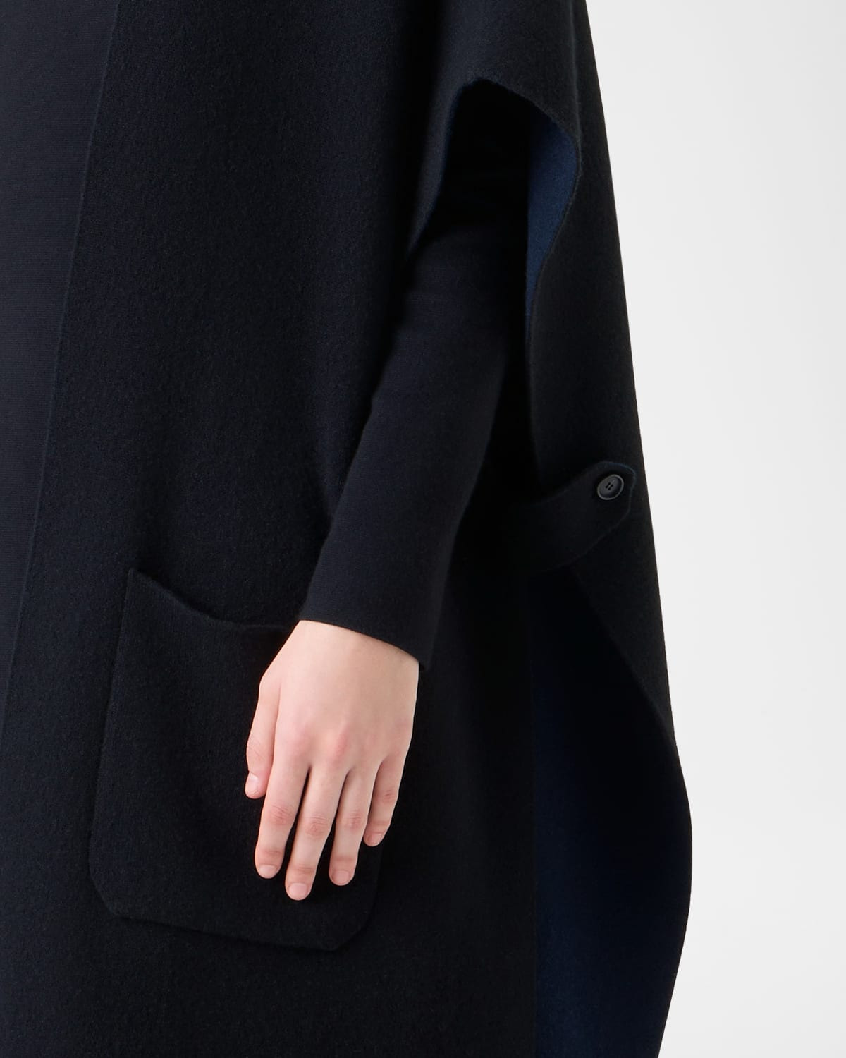 Bicolor Cashmere Double-Face Knit Cape - 5