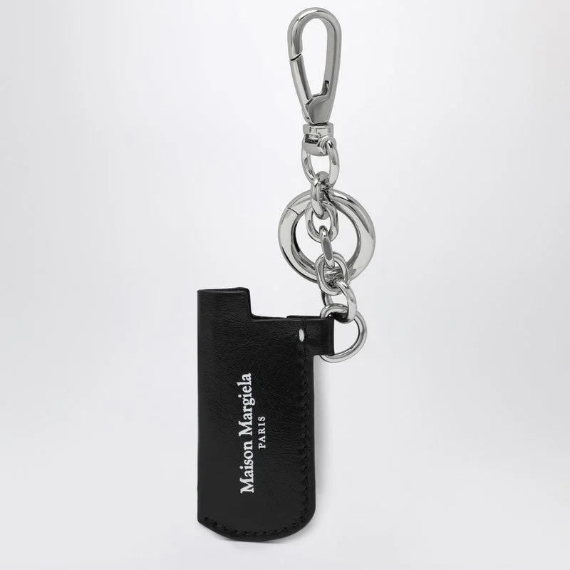 Maison Margiela Black Leather Key Holder With Logo Men - 1