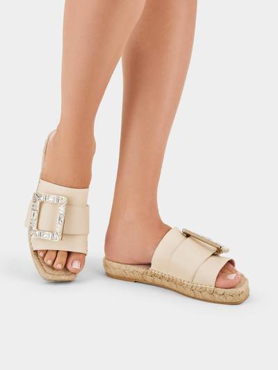 Roger Vivier Strass Buckle Espadrille Mules in Soft Leather outlook