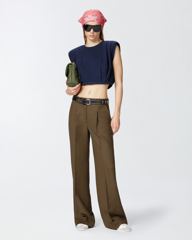 PINKO LINEN PALAZZO TROUSERS WITH POCKETS outlook