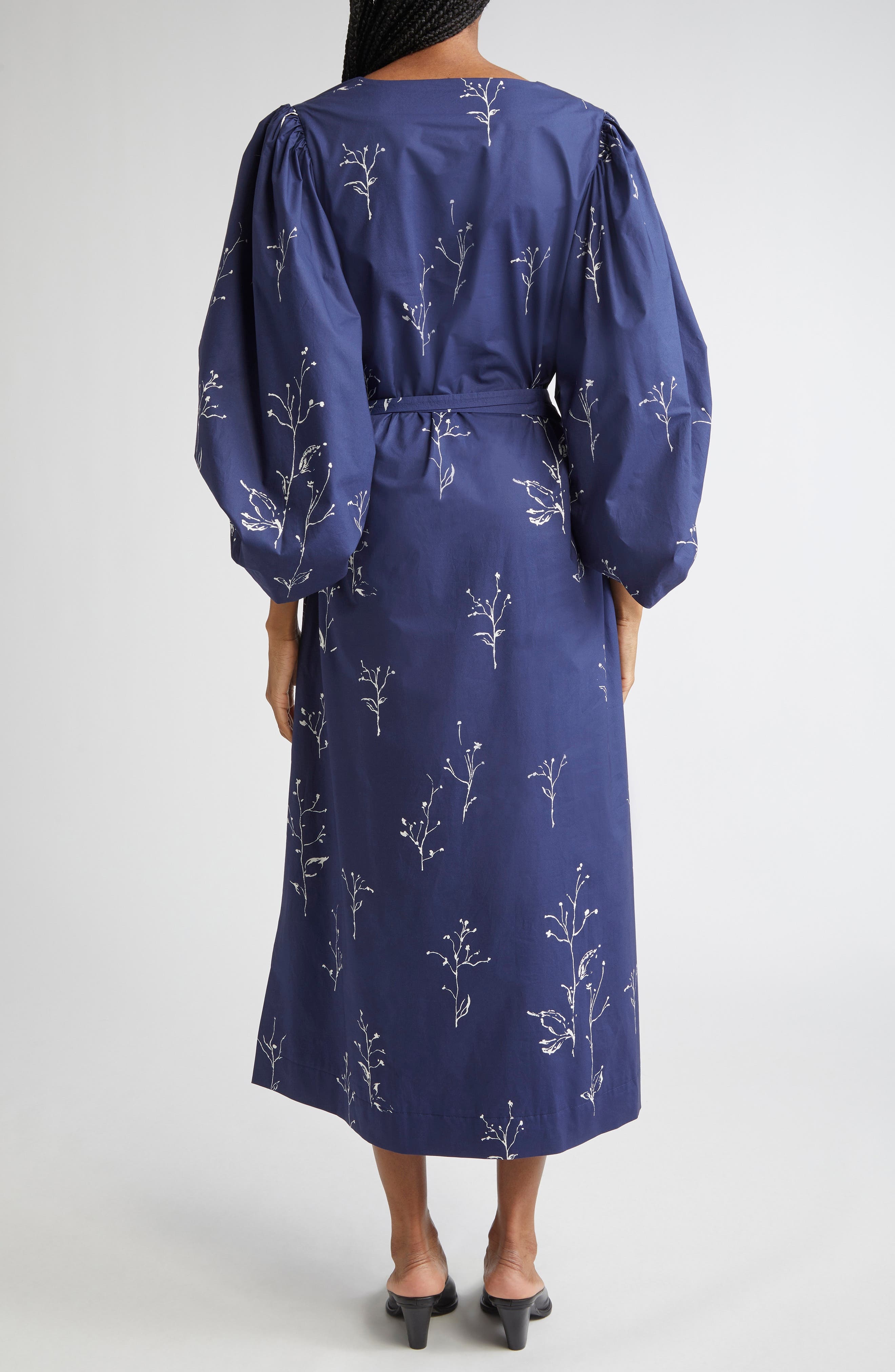 Altuzarra Corrie Botanical Print Cotton Belted Dress in Berry Blue Botanical at Nordstrom - 2