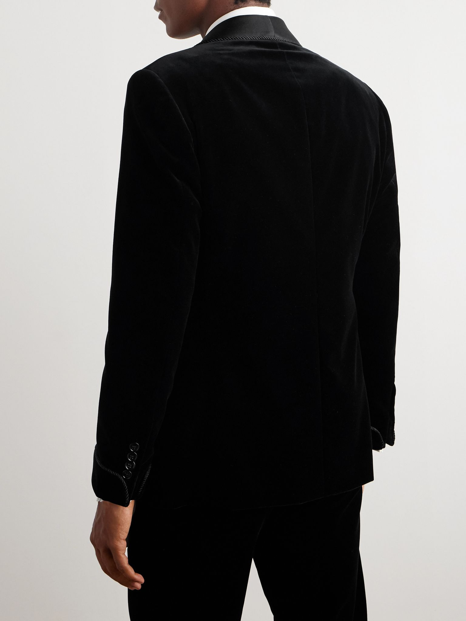 Silk-Trimmed Wool-Velvet Tuxedo Jacket Black - 3