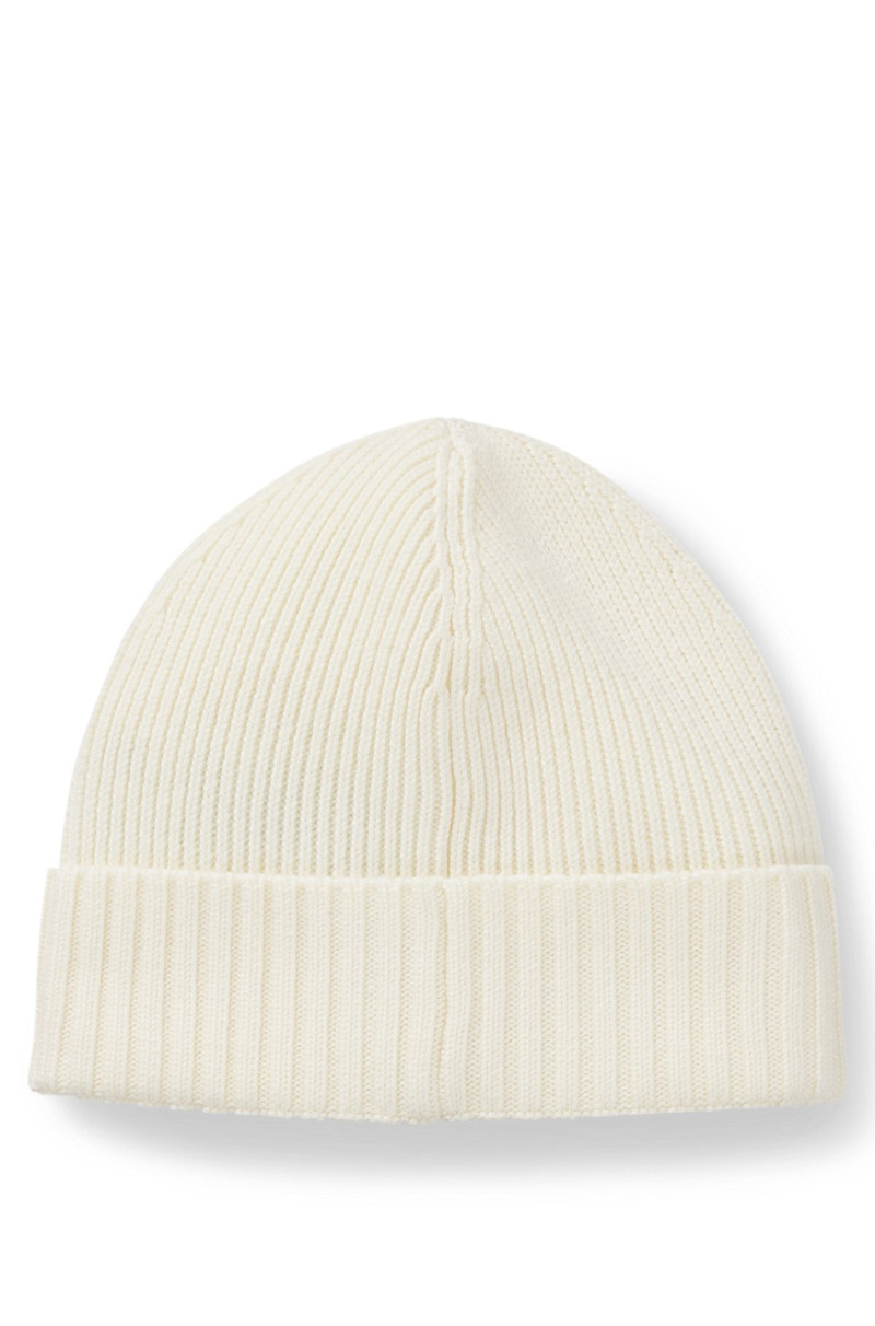 BOSS LOGO-PLAQUE BEANIE HAT IN VIRGIN WOOL outlook
