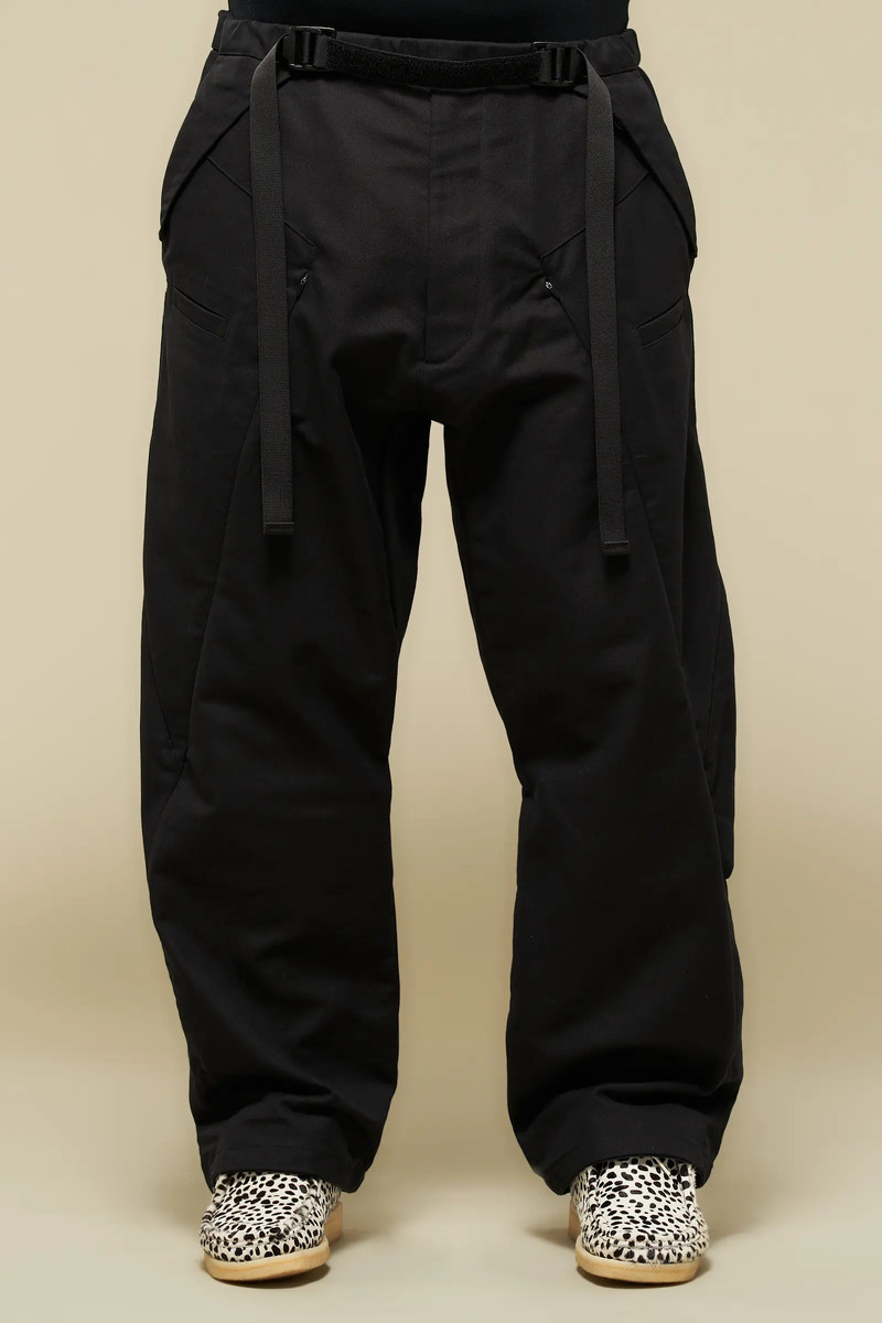P55-KI Cotton Web Belt Vent Pants Black - 1