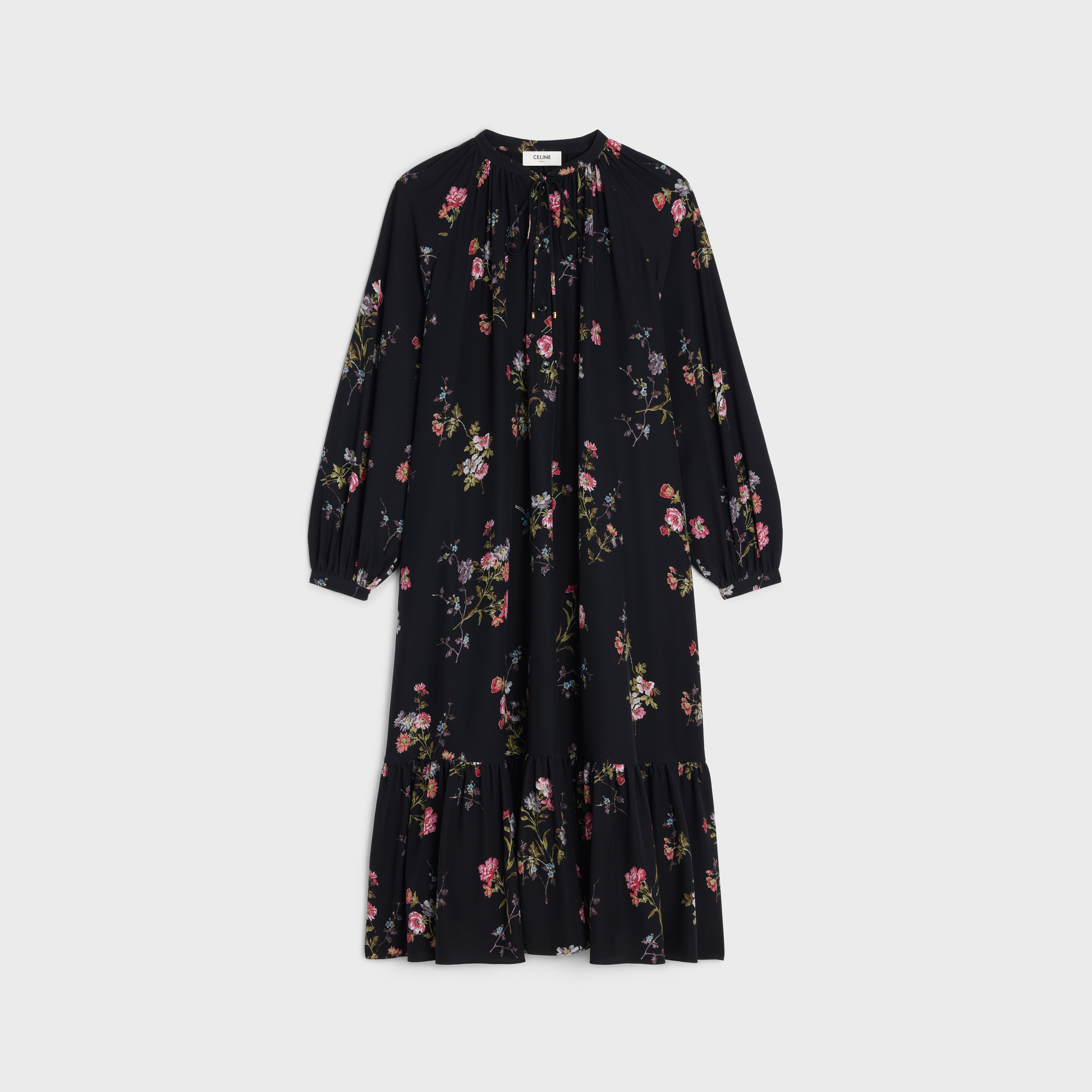 folk dress in crepe de chine - 1