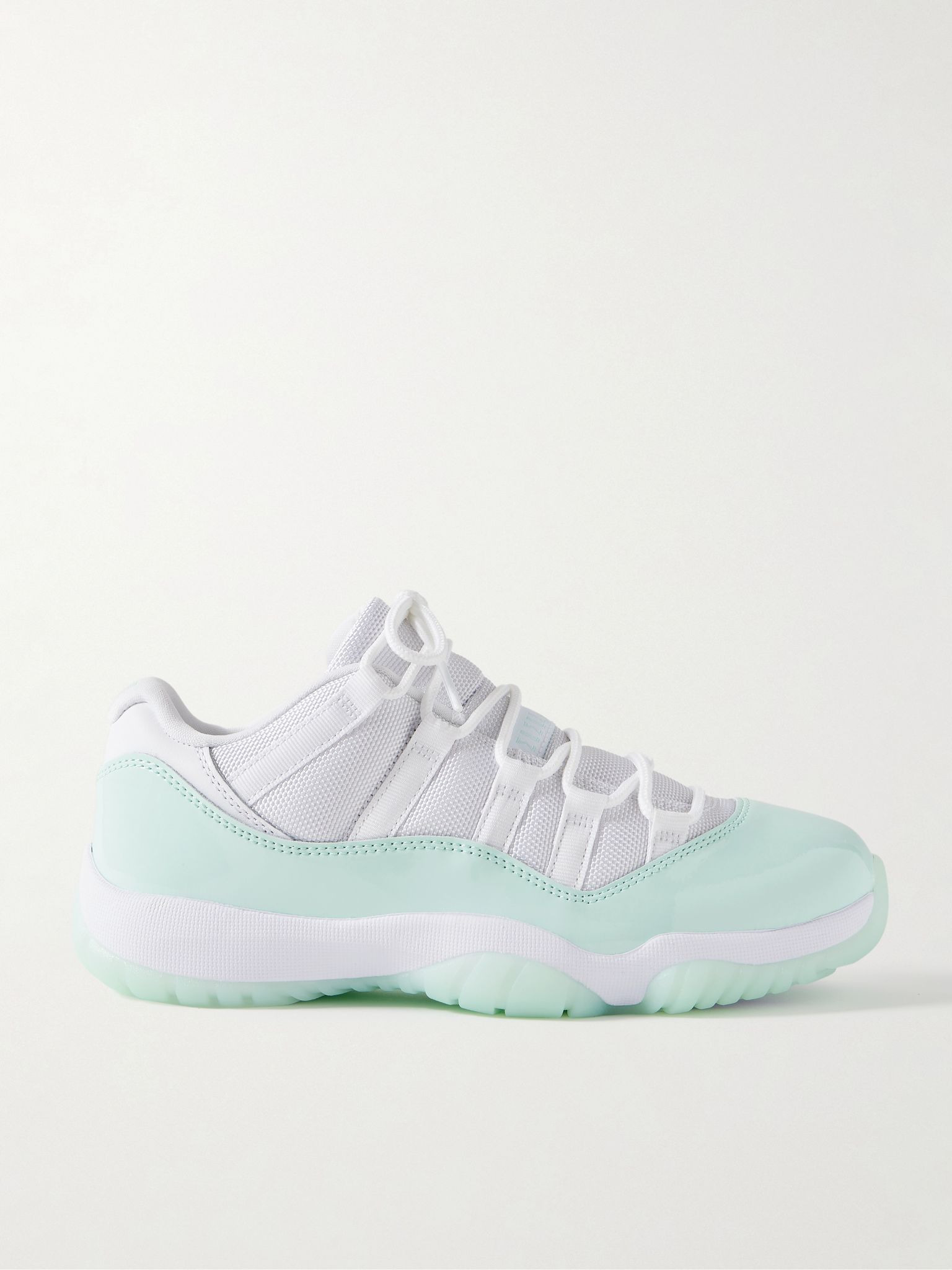 Air Jordan 11 Retro patent and smooth leather-trimmed mesh sneakers Mint - 1